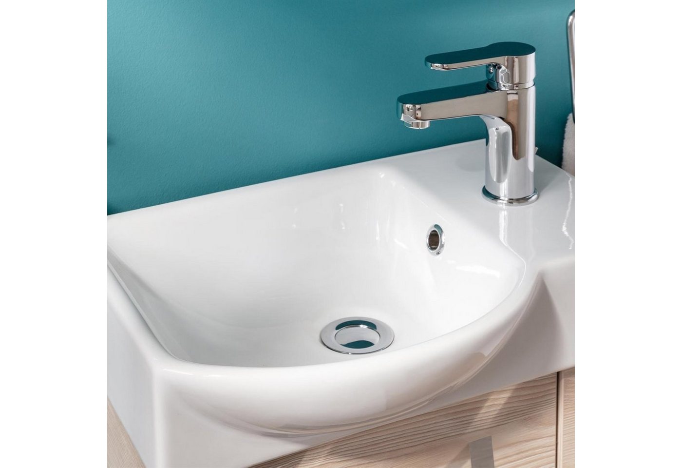 Thumbnail - FACKELMANN Waschbecken SBC B. CLEVER Gäste WC Set 2-teilig 45 cm, Braun hell, links, Keramik