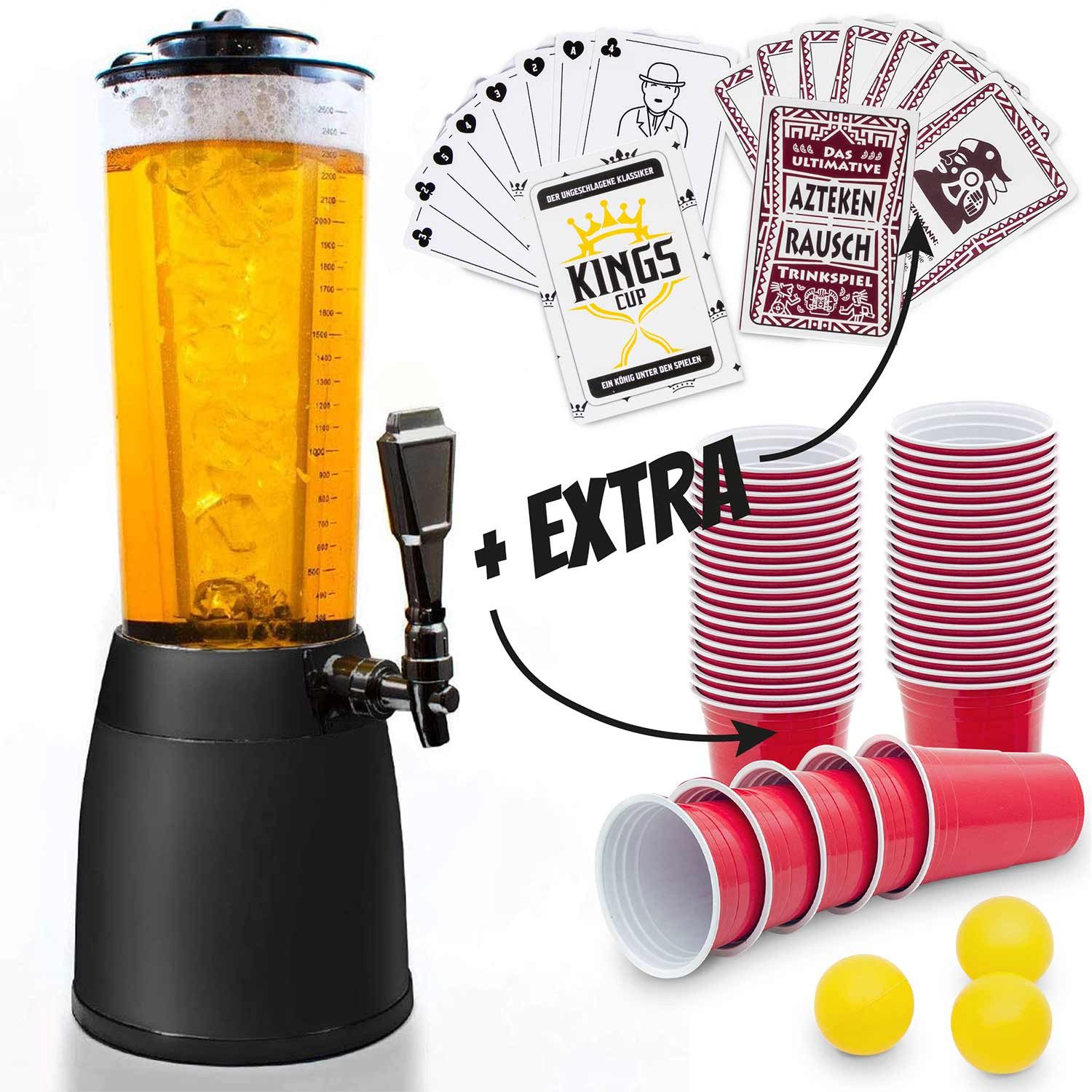 Goods+Gadgets Getränkespender 4,0-Liter-Bierzapfanlage mit Eiskühlung – Das ultimative Partygetränk, Biersäule Trinksäule Getränkesäule mit Eiskühlung