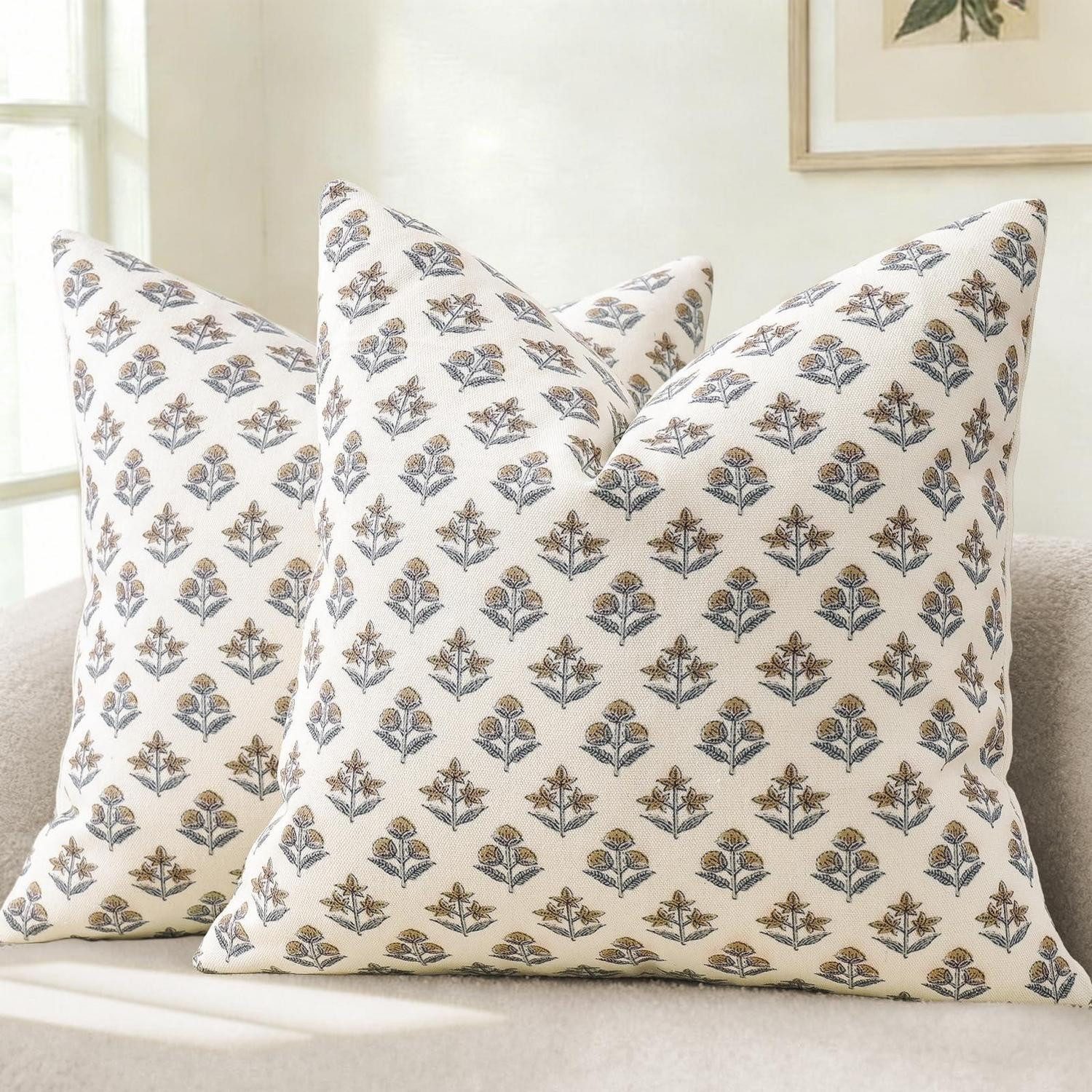 LuxusKollektion Kissenbezüge Kissenbezug 2er Set 45x45 Vintage Blumen, (2 Stück)