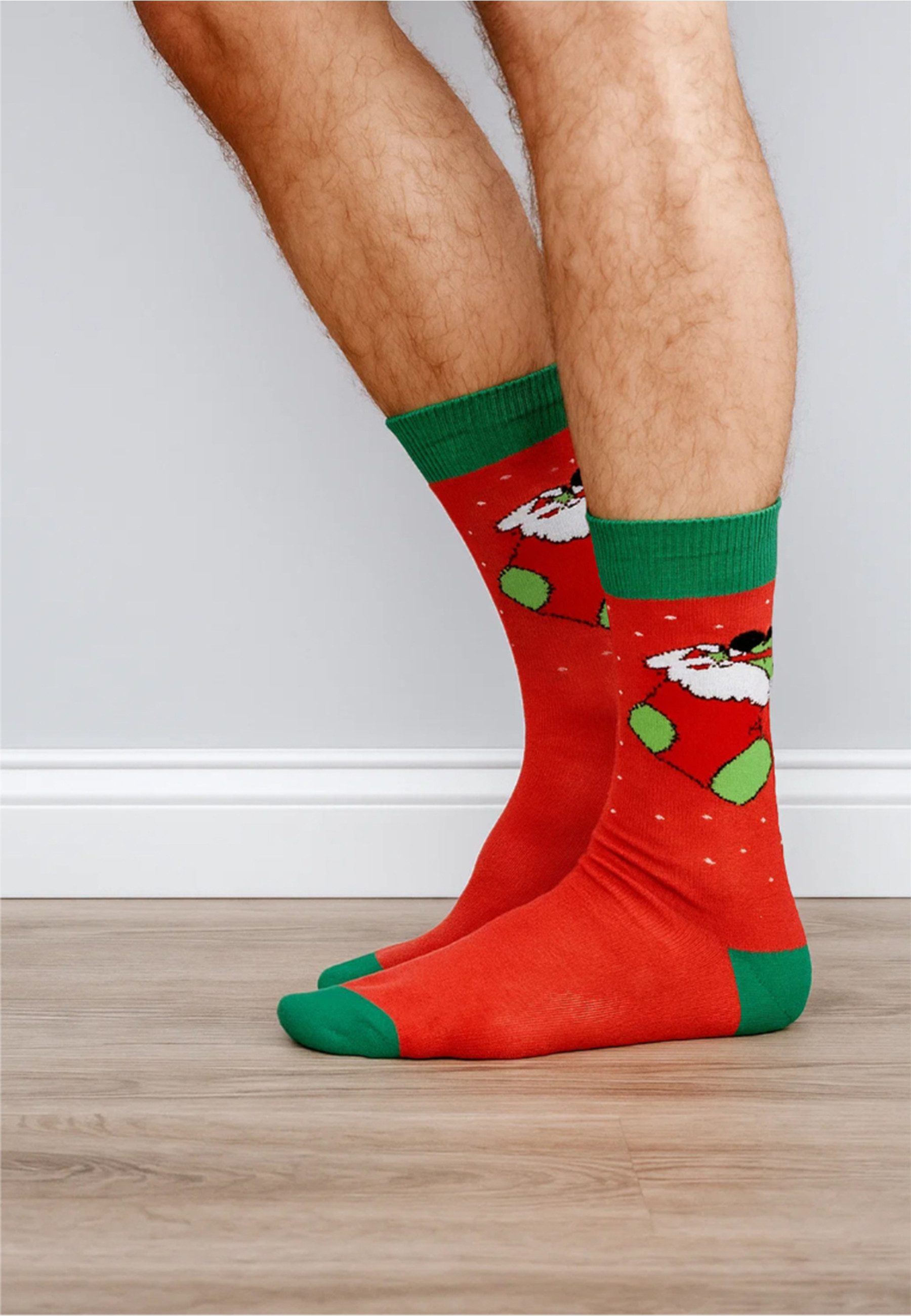 Yuhu Socken Herren Weihnachtssocken 2er Set mit Weihnachtsmotiv aus Baumwolle (2-Paar)