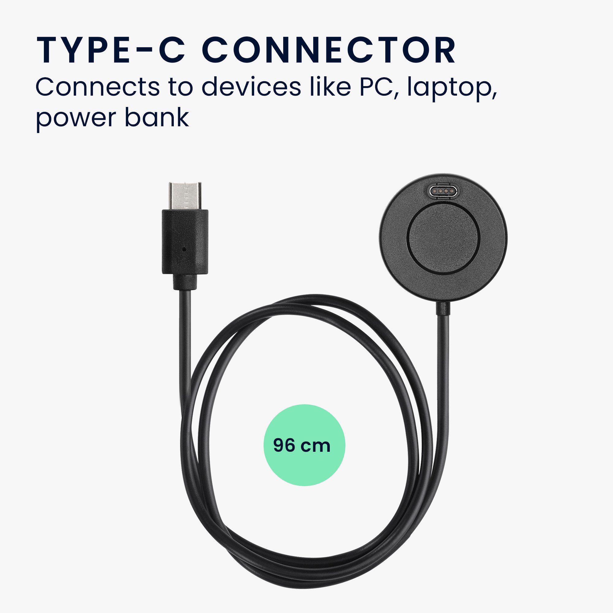 kwmobile Smartwatch USB-C Kabel für Garmin Forerunner 55 / 255 / 255 Music / Smartphone-Ladegerät (1-tlg., USB-C Ladekabel für Smartwatch Aufladekabel Fitnesstr – Bild 3 von 5