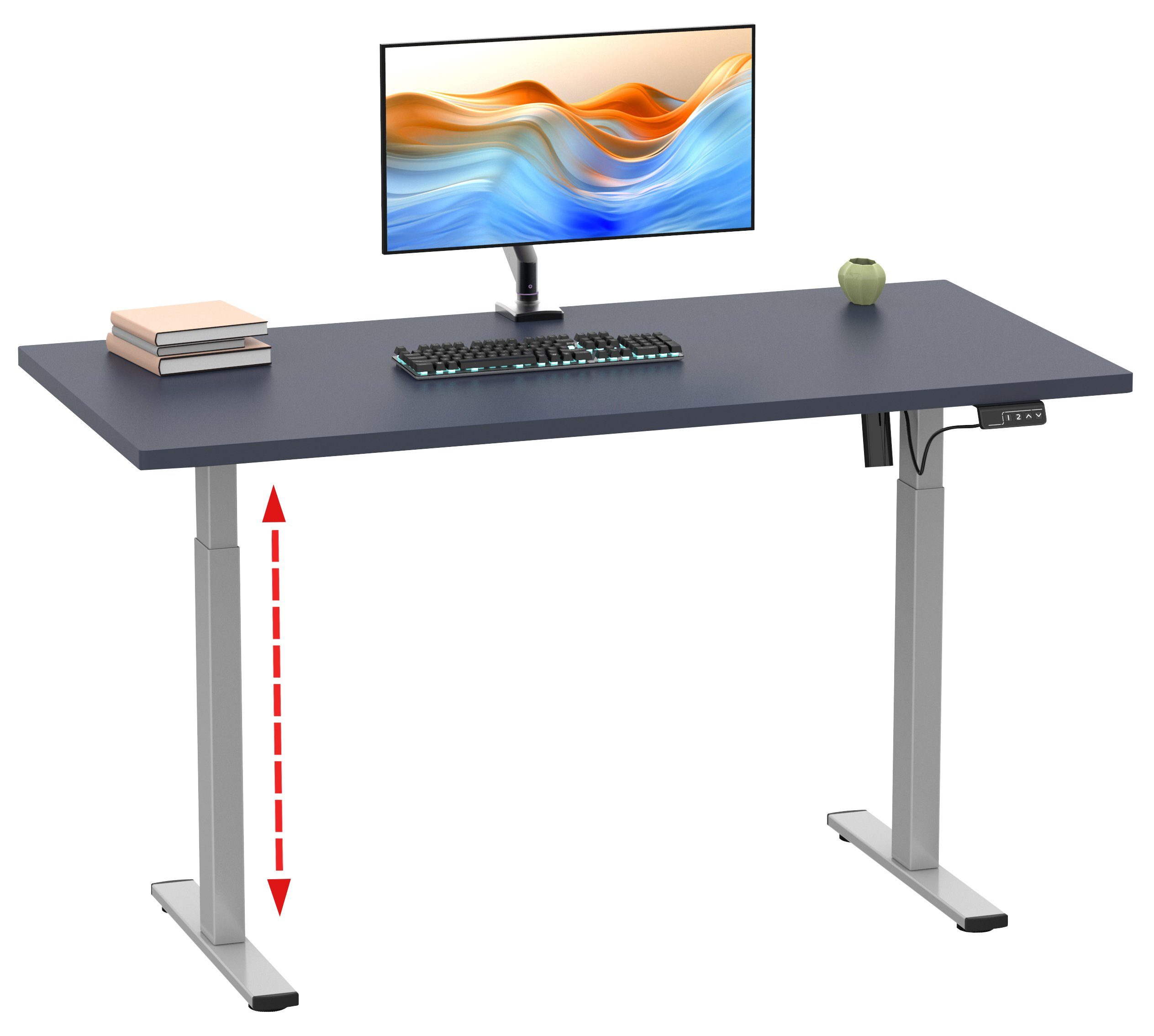 Lona Schreibtisch si 140x50 Höhenverstellbarer Anthrazit VCM Schreibtisch
