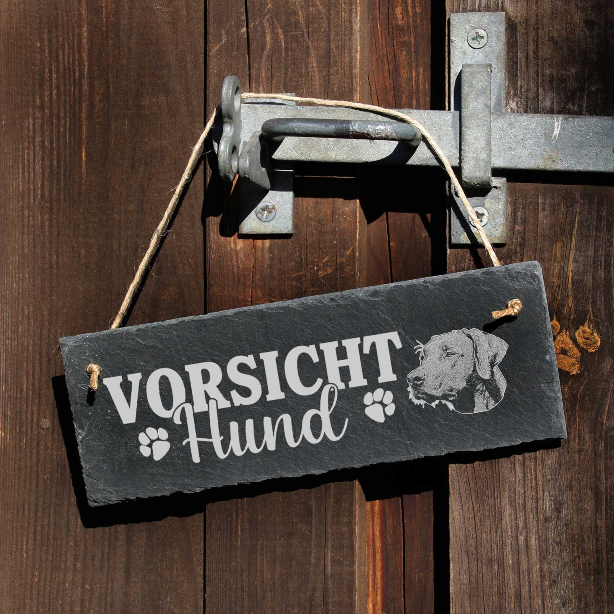 Schild Hängedekoration Ridgeback Vorsicht Dekolando Hund Rhodesian 22x8cm