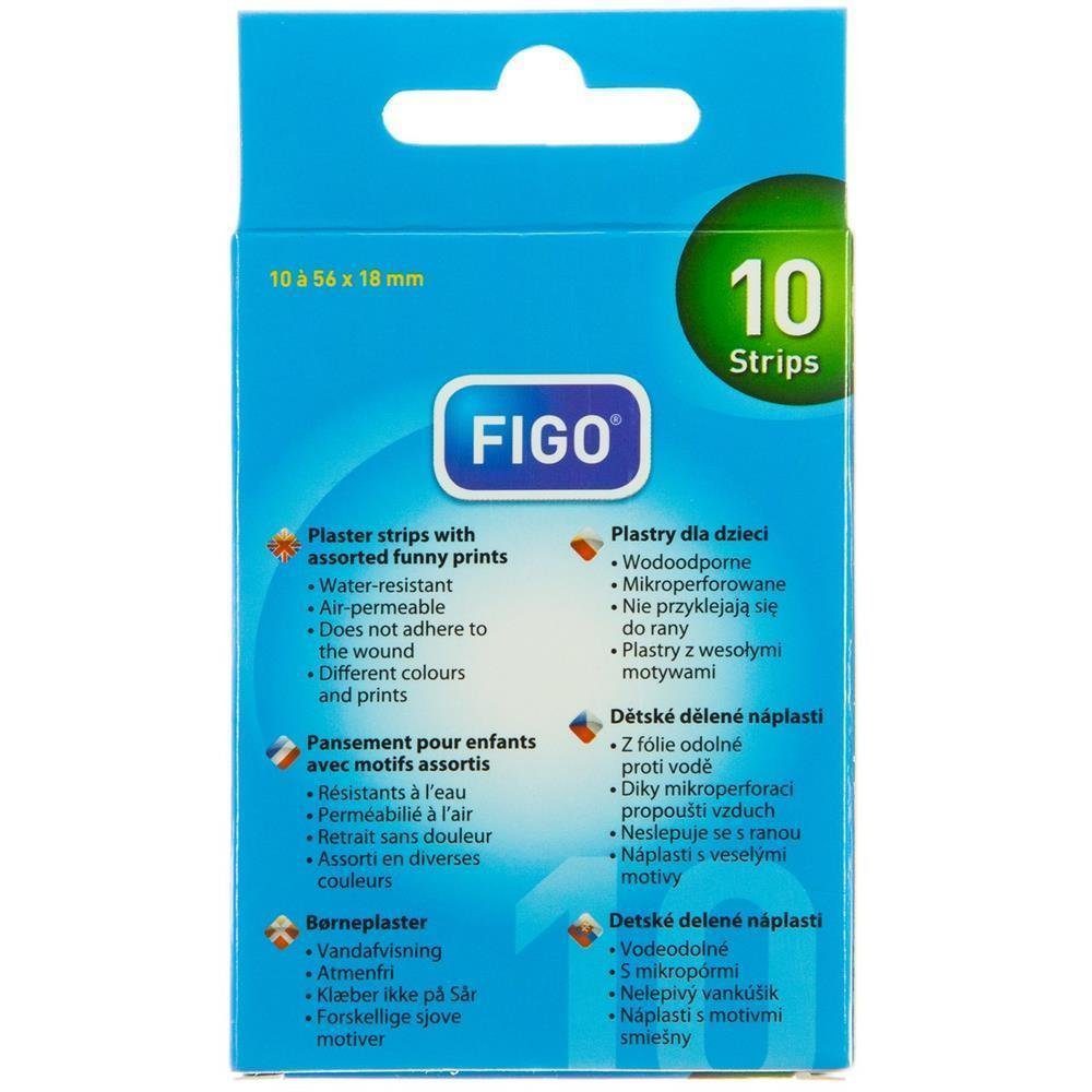 FIGO Wundpflaster Kinderpflaster Motiv Set 10 Stück Bunt 56x18mm (Set, 10 St., Kinderpflaster), Kinderpflaster Pflaster-Strips Pflasterstrips