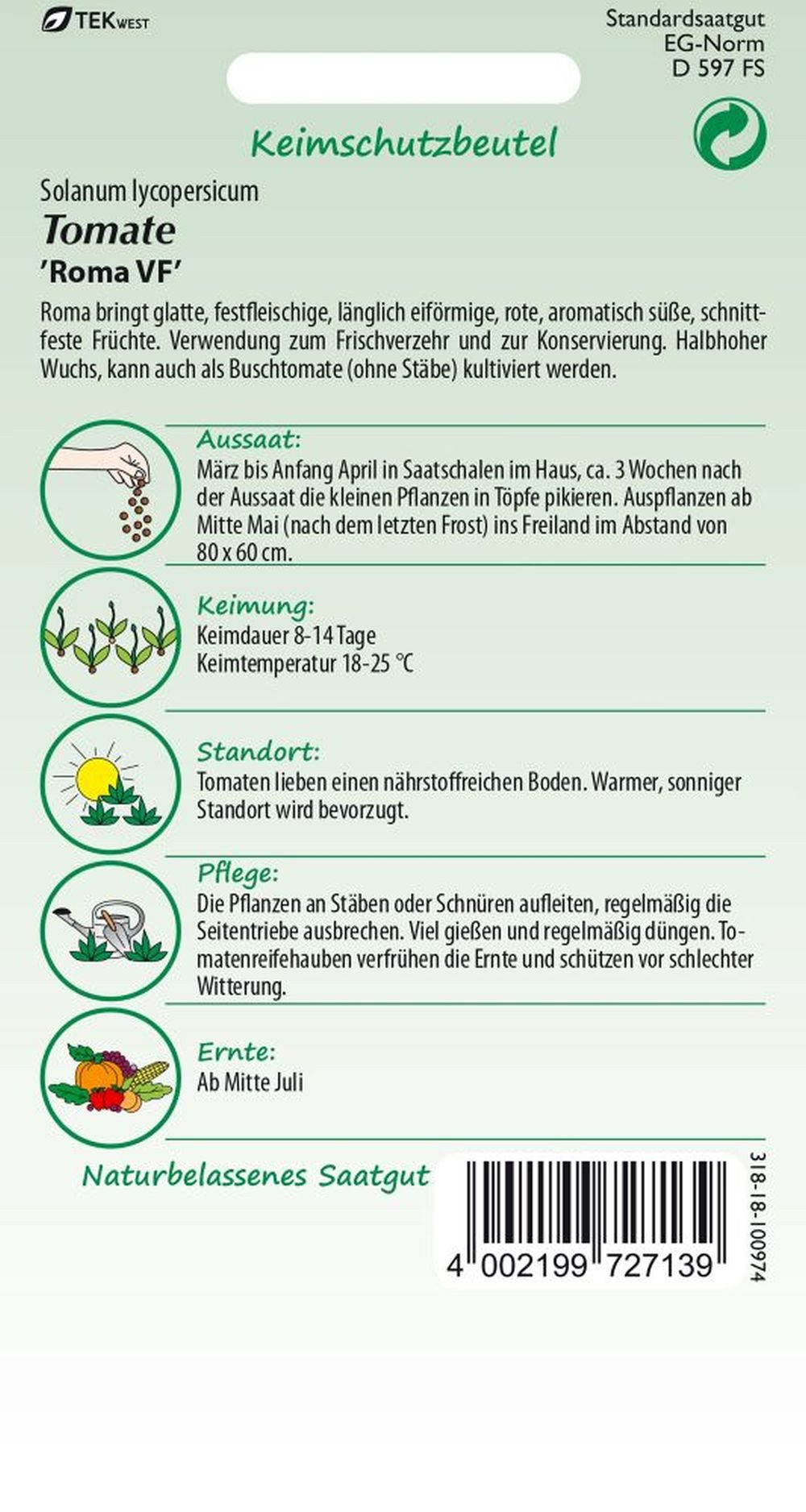 SAMEN PFANN Gemüsesamen Buschtomate, Roma - Saatgut Tomaten Samen, Solanum günstig online kaufen