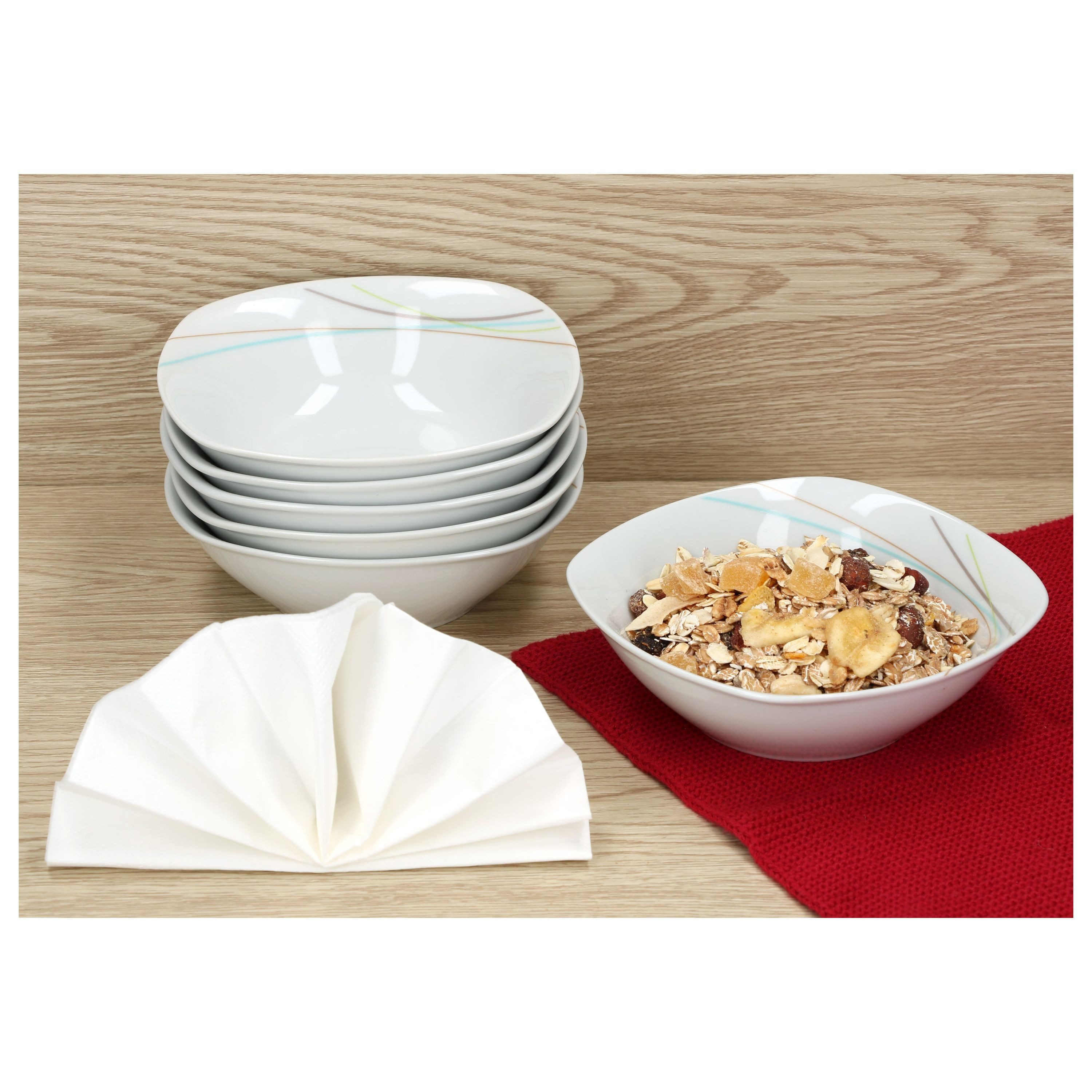 van Well Müslischale 6er Set Müsli- Salatschale Aliha 12cm, Porzellan