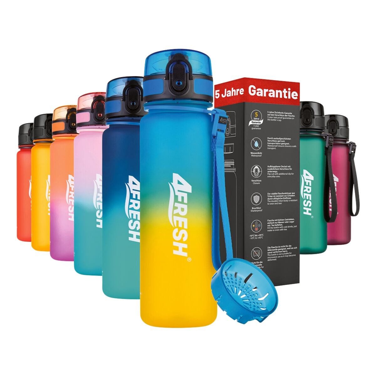 4FRESH Trinkflasche Colourful Gradient, 500 ml