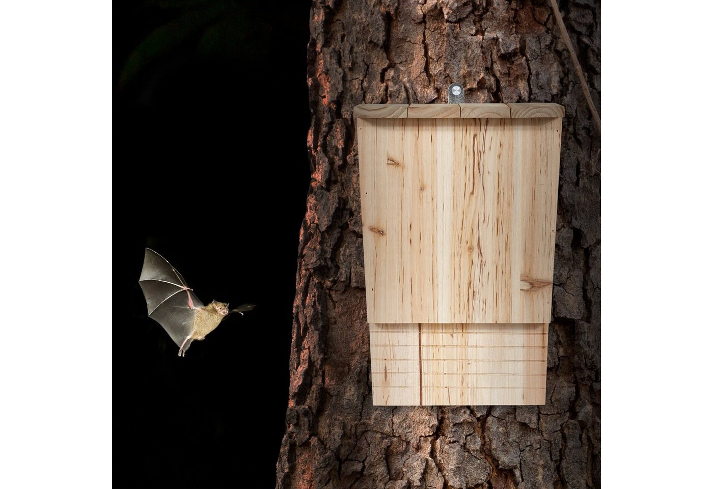 Thumbnail - relaxdays Vogelhaus Fledermauskasten aus Holz