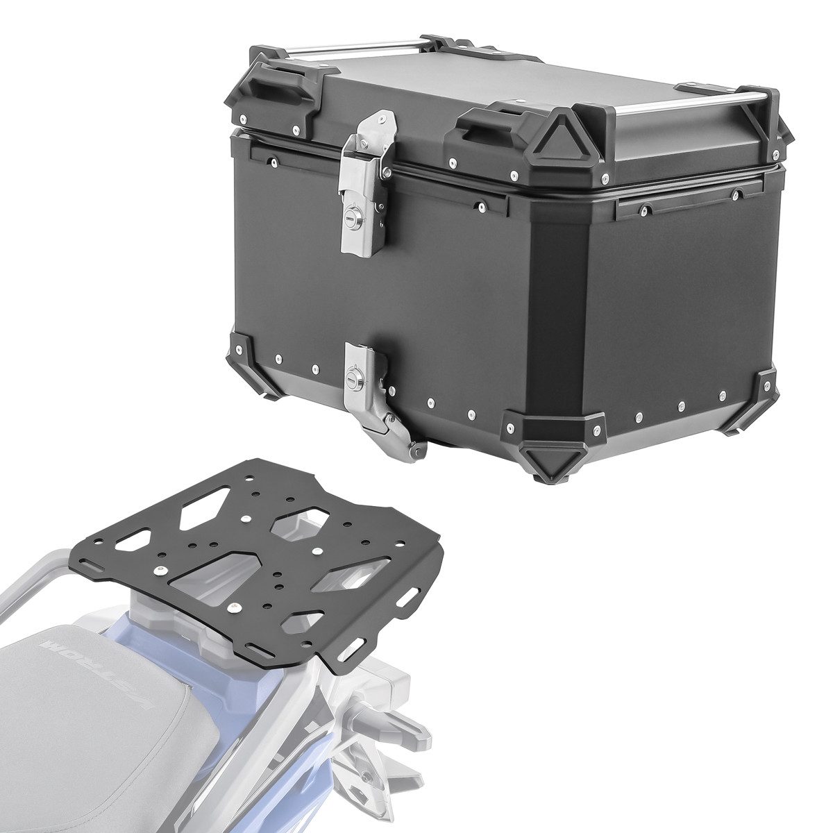 Bagtecs Topcase Set Alu Topcase + Gepäckbrücke passend für Suzuki V-Strom 800 23-26 #