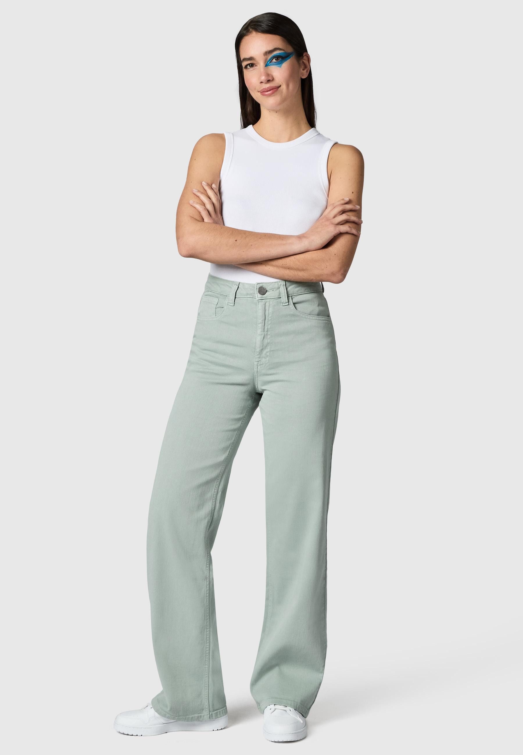 PEAK TIME Chinohose Cyrele Lange Wide-Leg-Hose mit Bio-Baumwolle