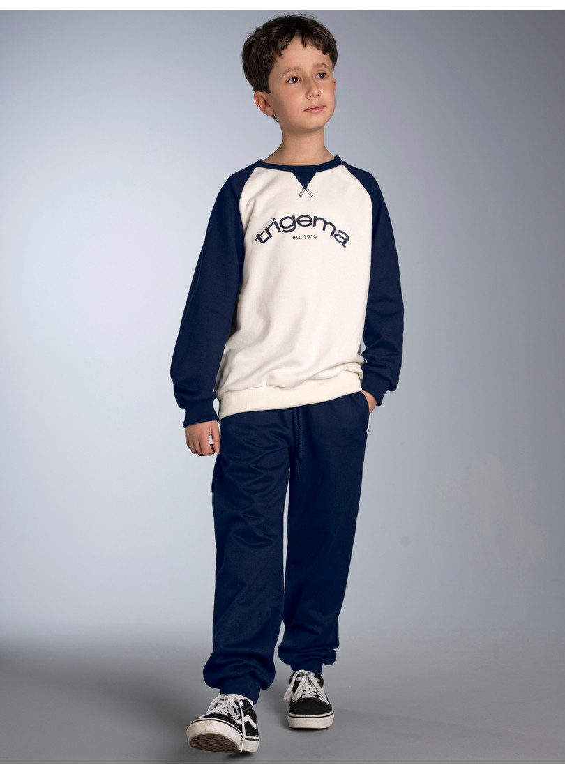 Trigema Loungeanzug TRIGEMA Zweiteiler mit Sweatshirt und weiter Hose (1 tlg)
