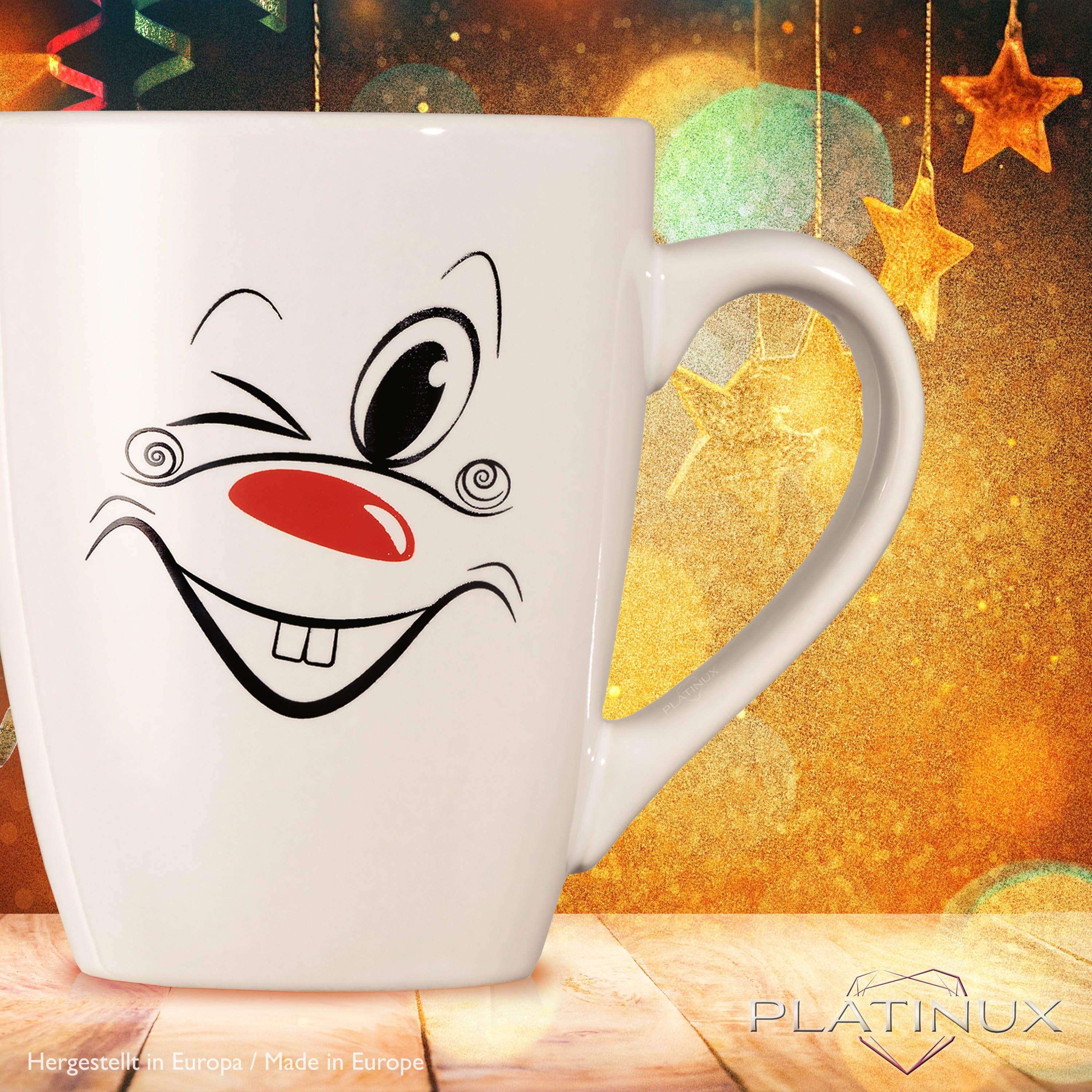 PLATINUX Tasse Kaffeetasse mit Kaffeebecher Teetasse 250ml 300ml) lustigem (max. lachendem Rot, Karneval Keramik, Teebecher Motiv