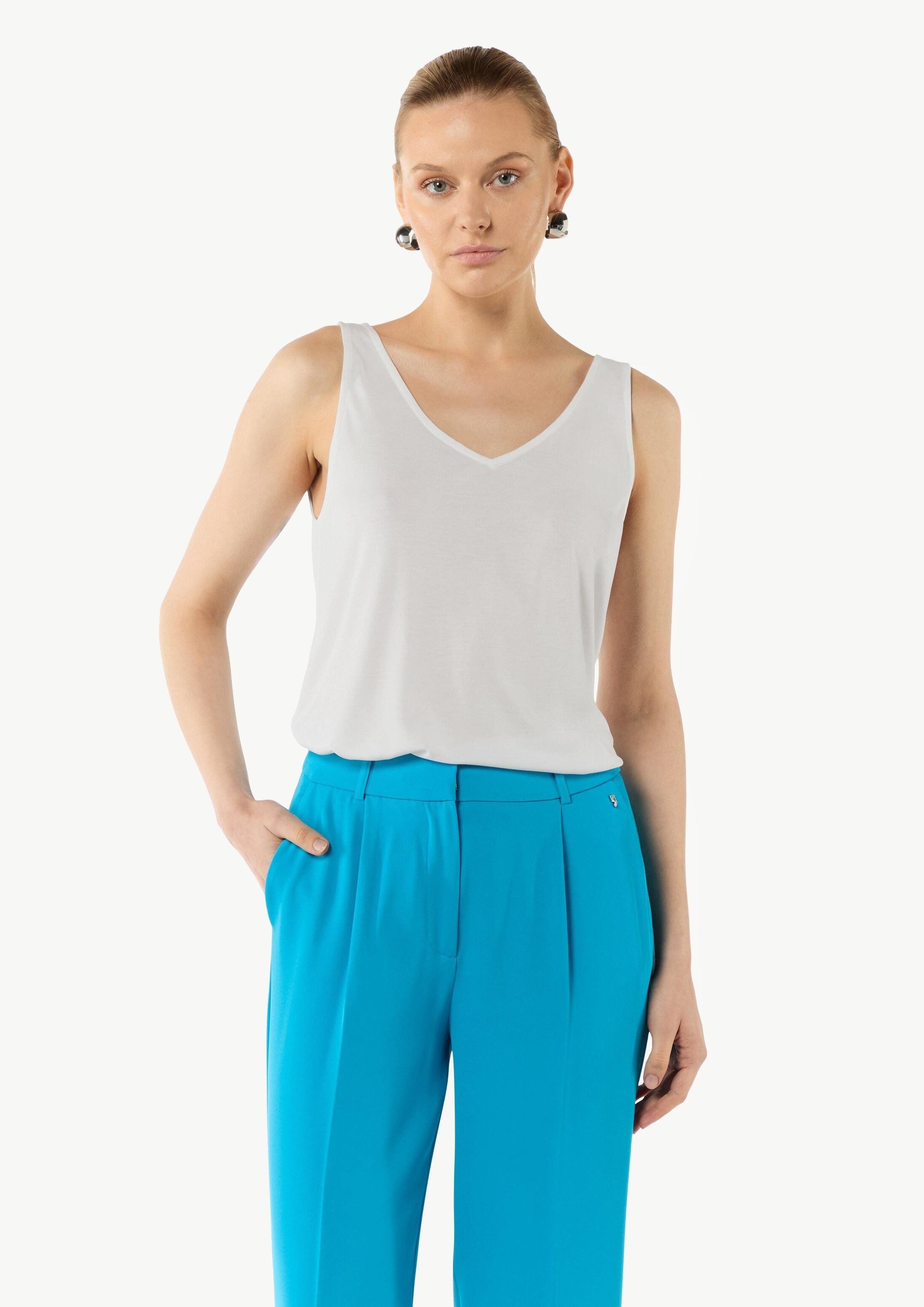 comma Muskelshirt T-Shirt V-Neck-Shirt aus Jersey mit gekreuzten Trägern