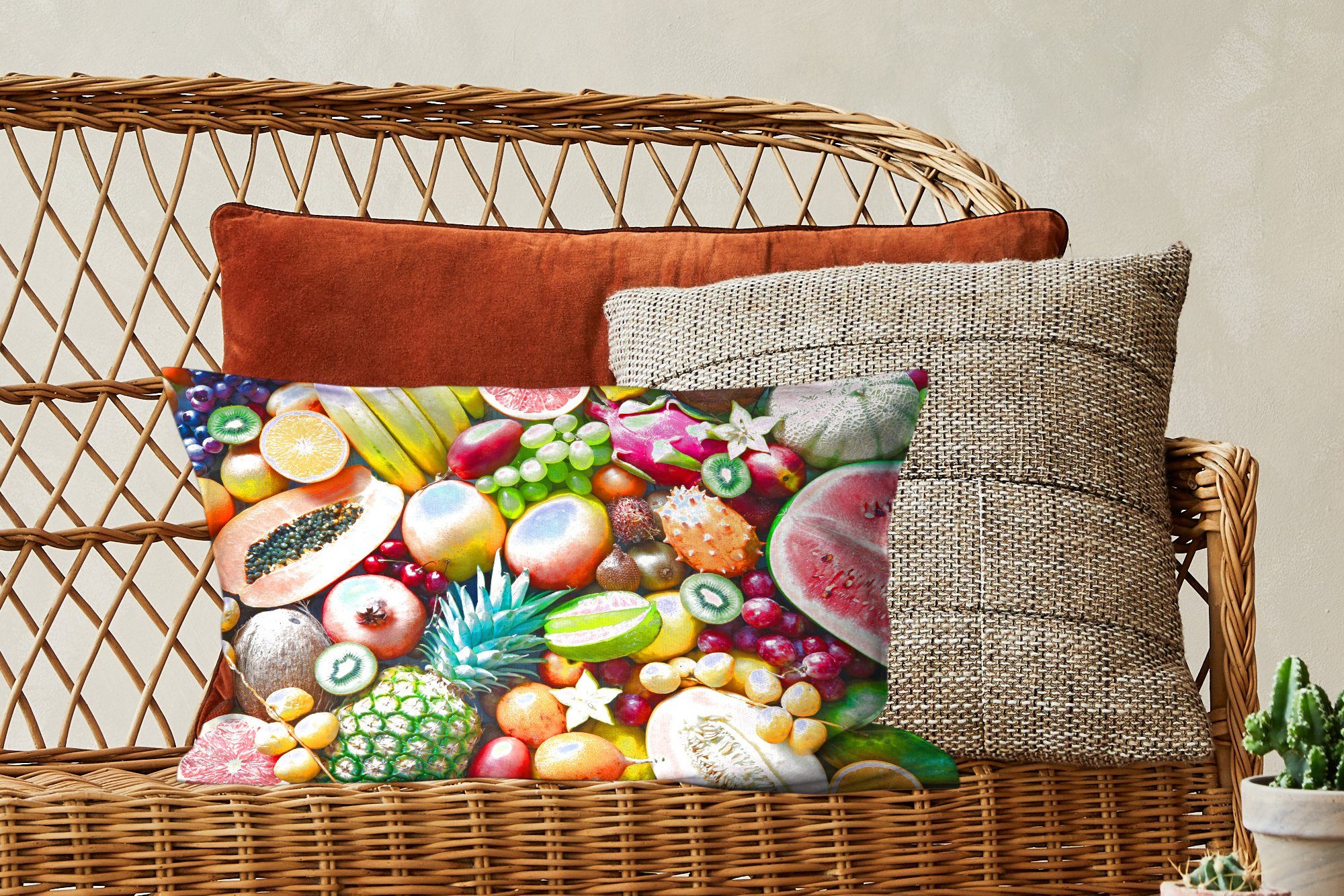 Schlafzimmer Dekokissen MuchoWow Tropisch, mit Dekokissen Füllung, Ananas Zierkissen, Dekoration, - Obst Wohzimmer -