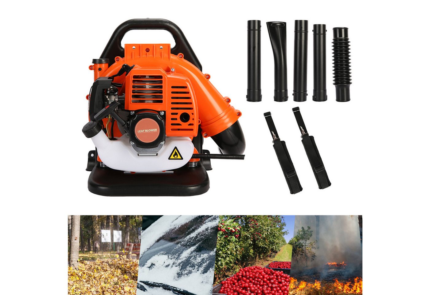 Thumbnail - Rutaqian Benzin-Laubsauger 6800RPM 2-Takt Schnurlos Laubbläser Benzinmotor 52cc, Anti-Vibration, (Rucksack Laubbläser), ...