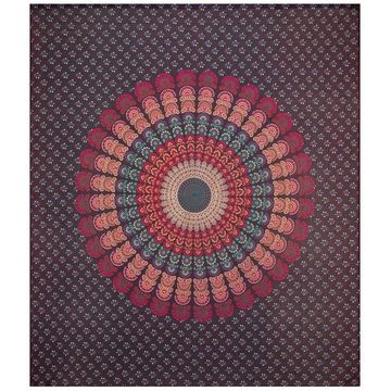 Wandteppich Tagesdecke Wandbehang Mandala Deko Tuch Peacock Pfau XL ca 200x230cm, KUNST UND MAGIE