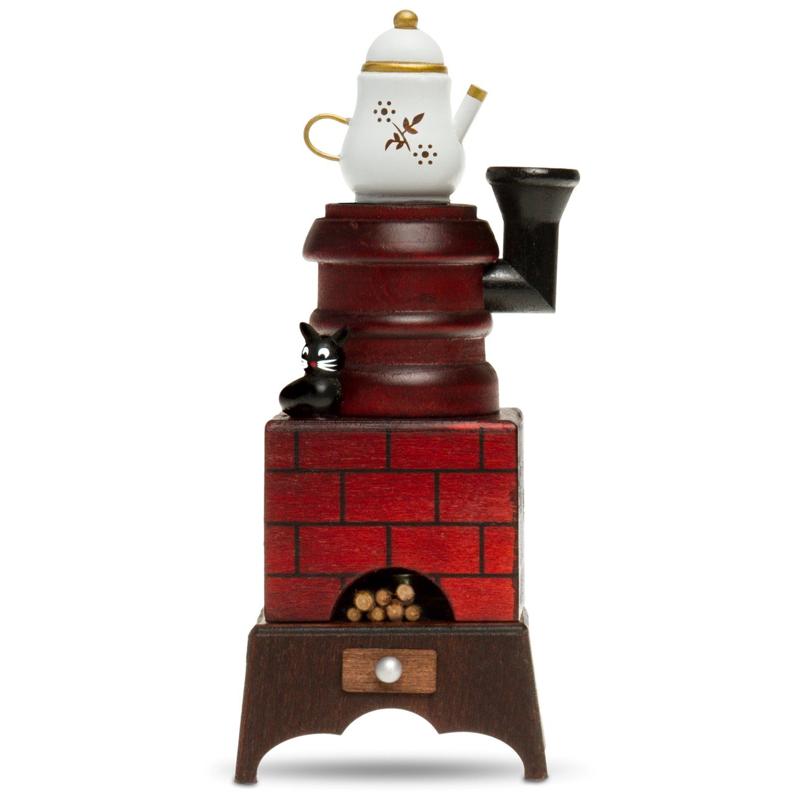 SIKORA Weihnachtsfigur SIKORA RM-E Räuchermännchen braun/rot Räucherofen Holz Räucherofen Kaffeekanne Katze mit aus E01 - mit