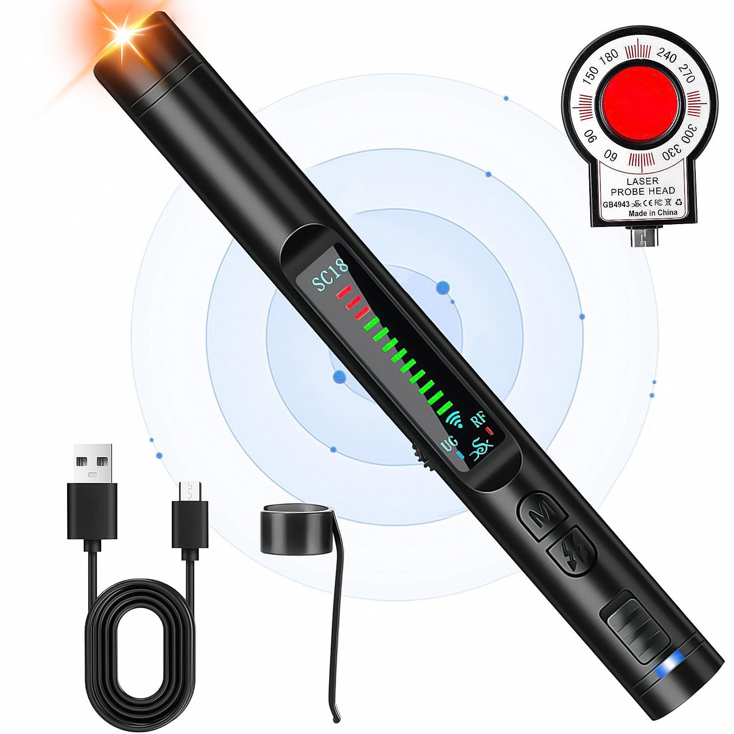 Leitungsortungsgerät Leitungsortungsgerät Metalldetektor, 5in1 RF Wireless 138*16,5*16,5mm