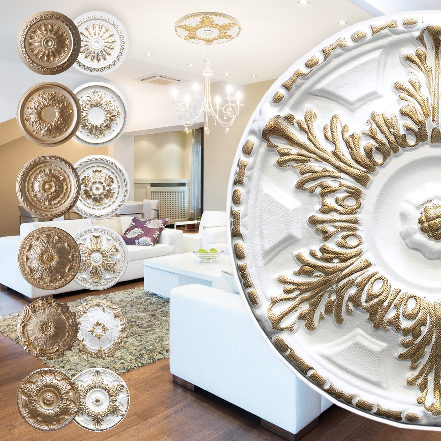 marbet design Wanddekoobjekt R-02 Gold (Stuckrosette günstig online kaufen