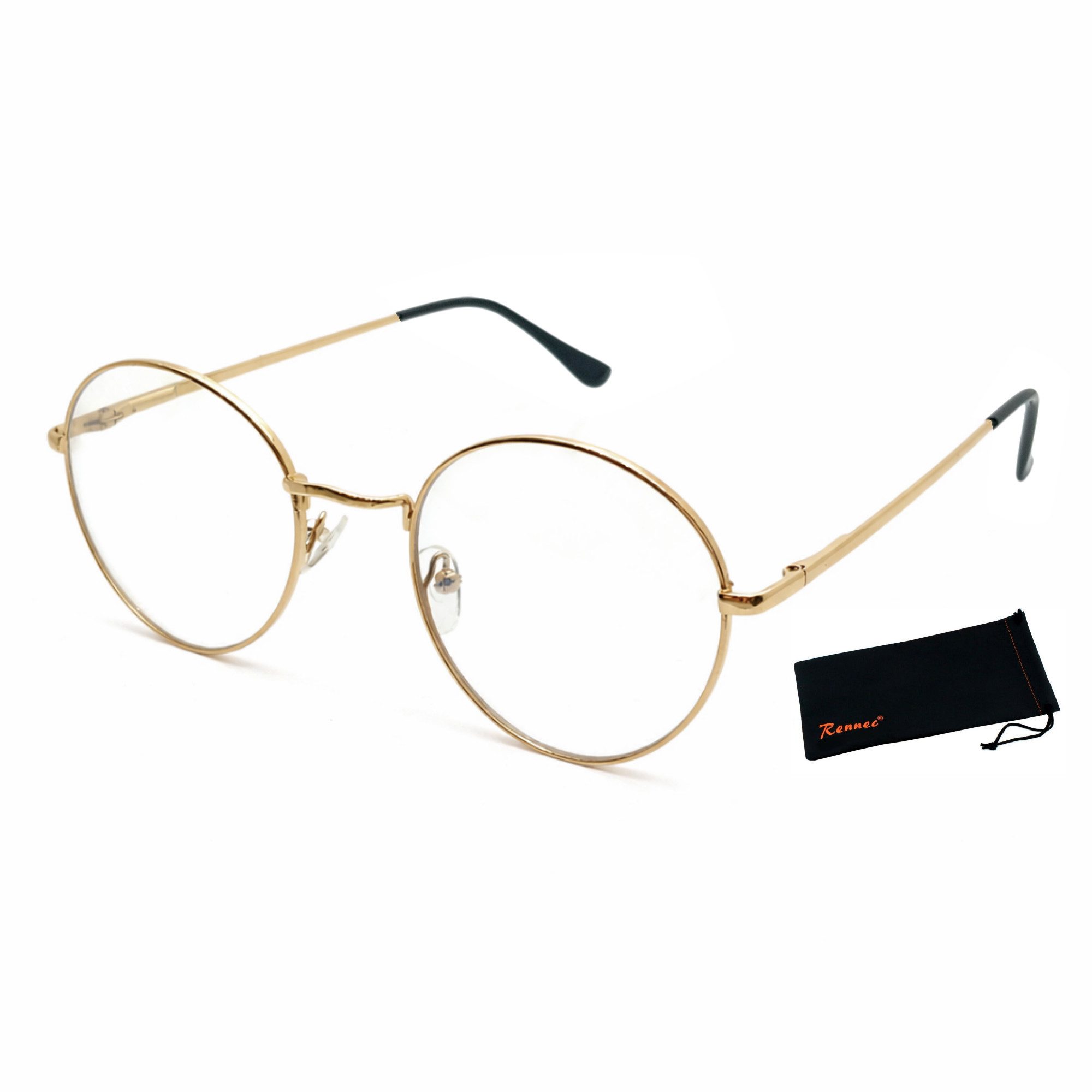 LUXXADA Sonnenbrille (Ovale Computerbrille Gläser mit Blau Licht Filter Panto Form Edelstahlbrille) Gaming und PC Brille aus Metall mit Anti Blue Light Gläser