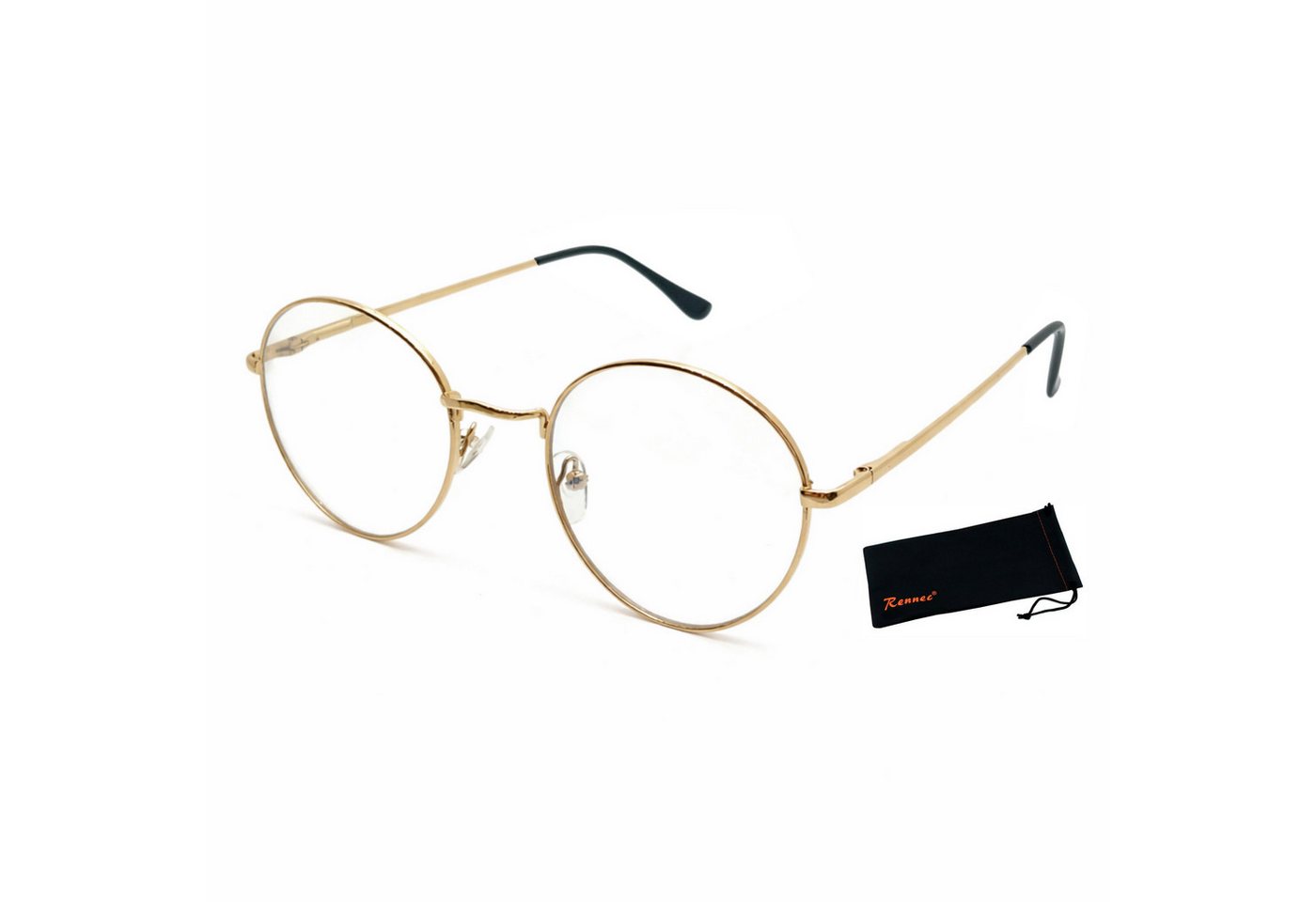 LUXXADA Sonnenbrille (Ovale Computerbrille Gläser mit Blau Licht Filter Panto Form Edelstahlbrille) Gaming und PC Brille aus Metall mit Anti Blue Light Gläser