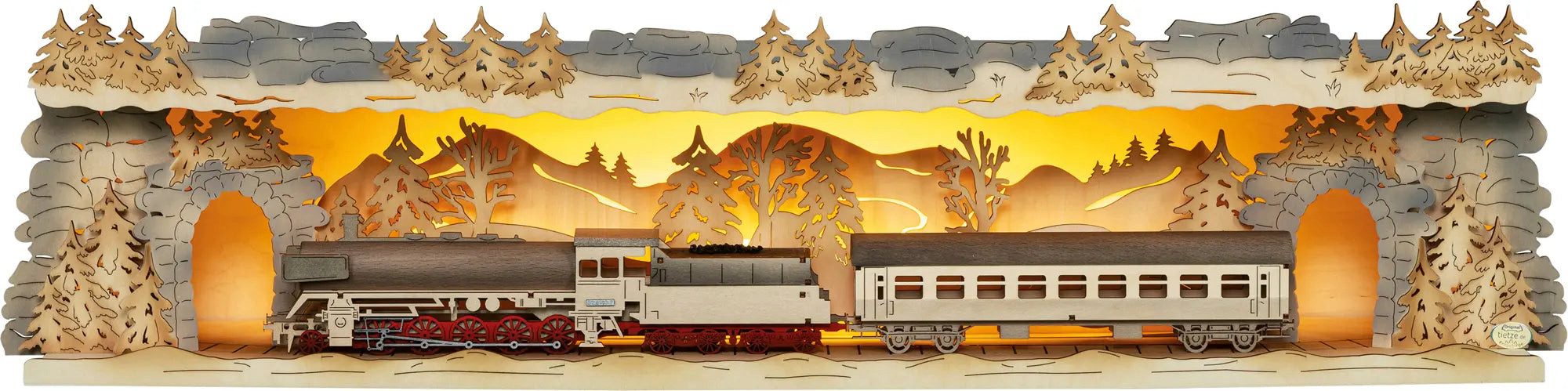 Tietze Erzgebirgsdesign LED Schwibbogen Erhöhung Eisenbahn im Erzgbirge exklusiv, 76x18,5x15 cm (BxHxT)