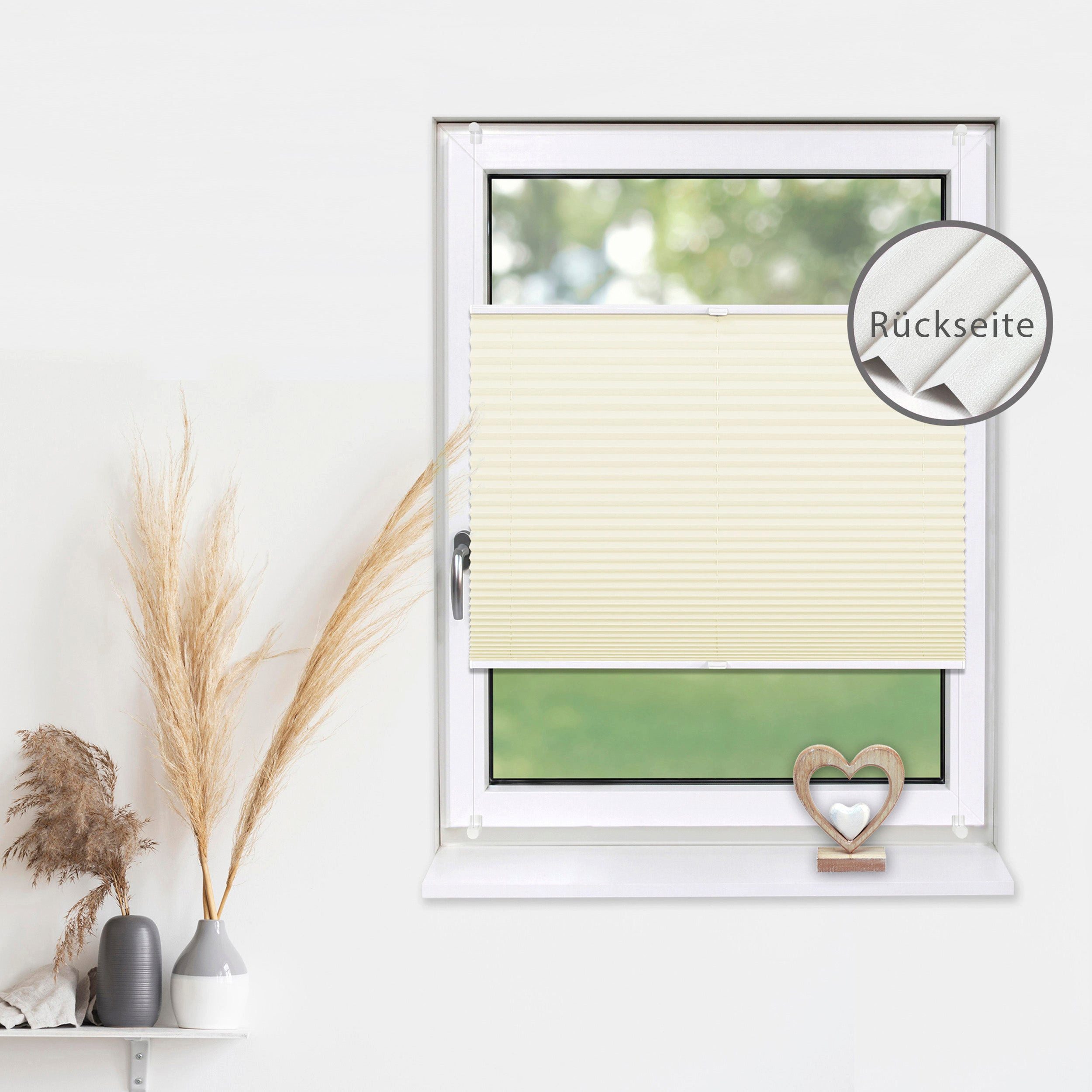 Deco-Raum Plissee Thermo Basic, abdunkelnd, Klemmträger, auf dem Fenster-/Türrahmen, Klemmfix, einfache Montage, in verschiedenen Farben und Größen ohne Bohren