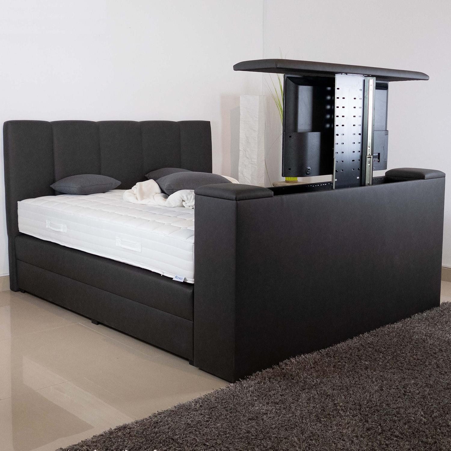 PAARA Boxspringbett Chicago mit Bettkasten Stauraum + TV Lift, mit einzigartigem Belüftungssystem