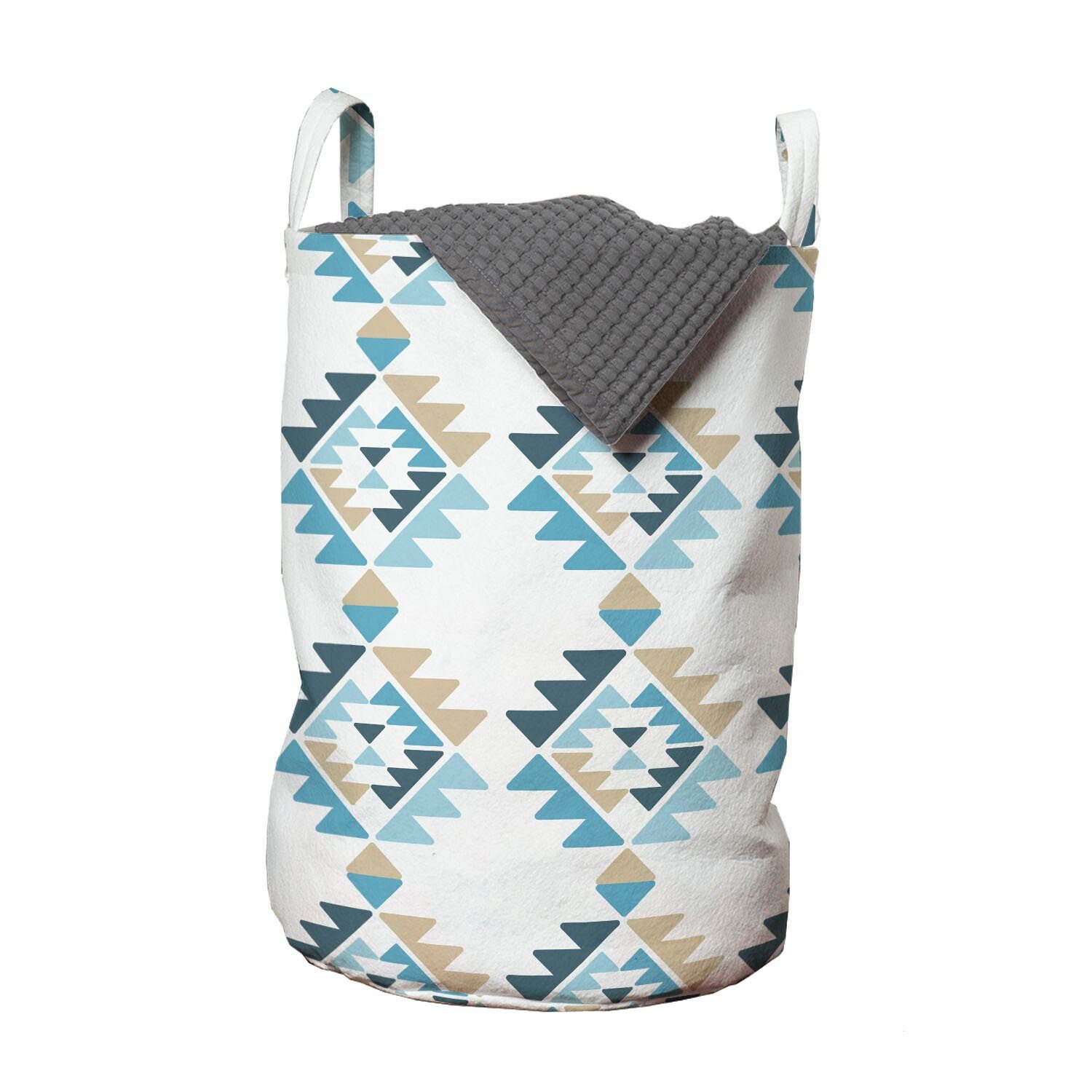 Abakuhaus Wäschesäckchen Wäschekorb mit Griffen Kordelzugverschluss für Waschsalons, Geometrisch Kontinuierliche Tribal Motive