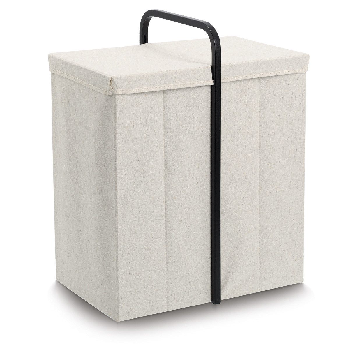 Zeller Present Wäschekorb Wäschesammler, 2fach (1 St), ca. 51,5x35,5x65 cm, creme/schwarz