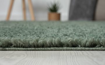Teppich Hochflor Teppich SHAGGY hellgrün rechteckig diverse Größen, LebensWohnArt, Höhe: 3.7 mm