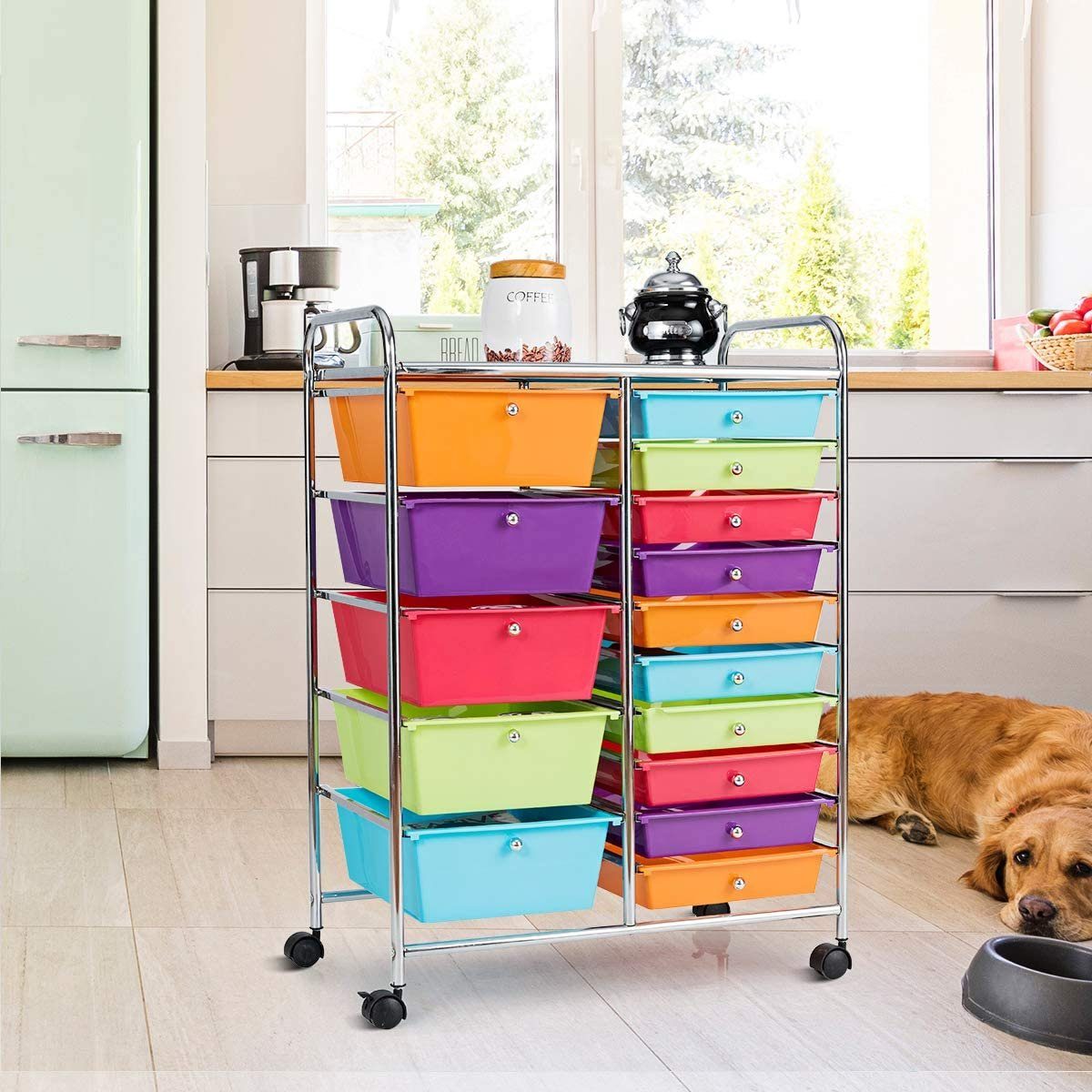 COSTWAY Rollcontainer, Bürocontainer mit 15 stapelbaren günstig online kaufen