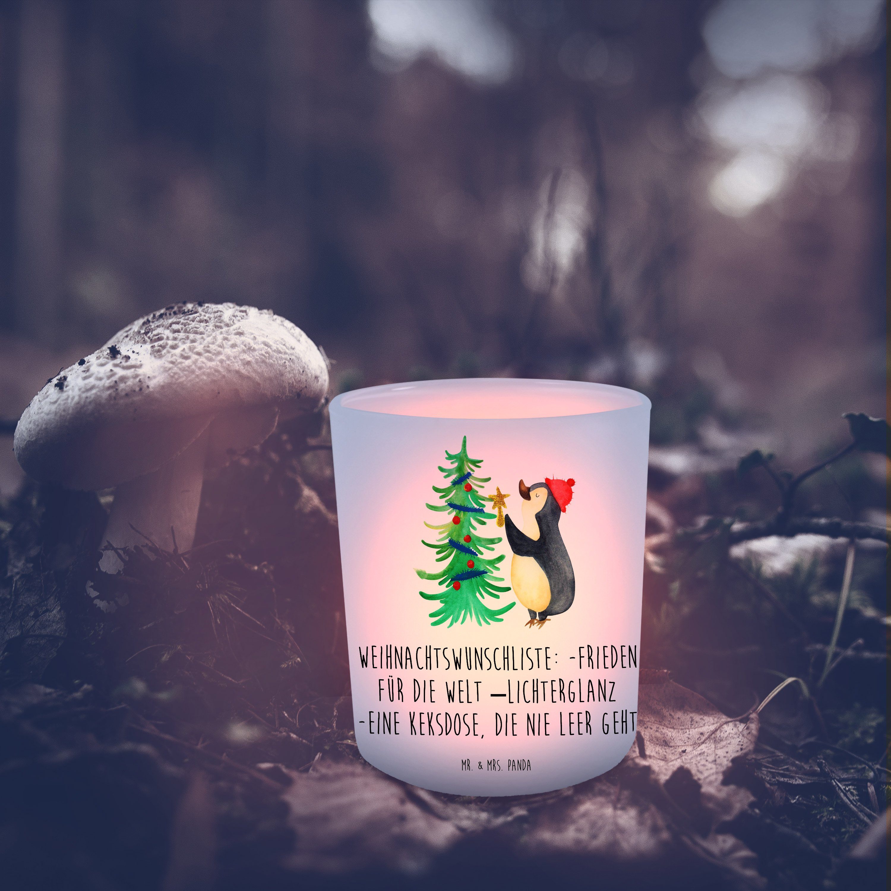 Mr. & Mrs. Windlicht Transparent Pinguin St) - Teelichter, Geschenk, Panda Weihnachtsbaum Winter, - (1