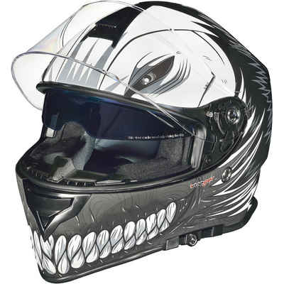 rueger-helmets Motorradhelm RT-824 Integralhelm Motorradhelm Kinderhelm Motorrad Integral Roller Helm GebissRT-824 BlackHollo L