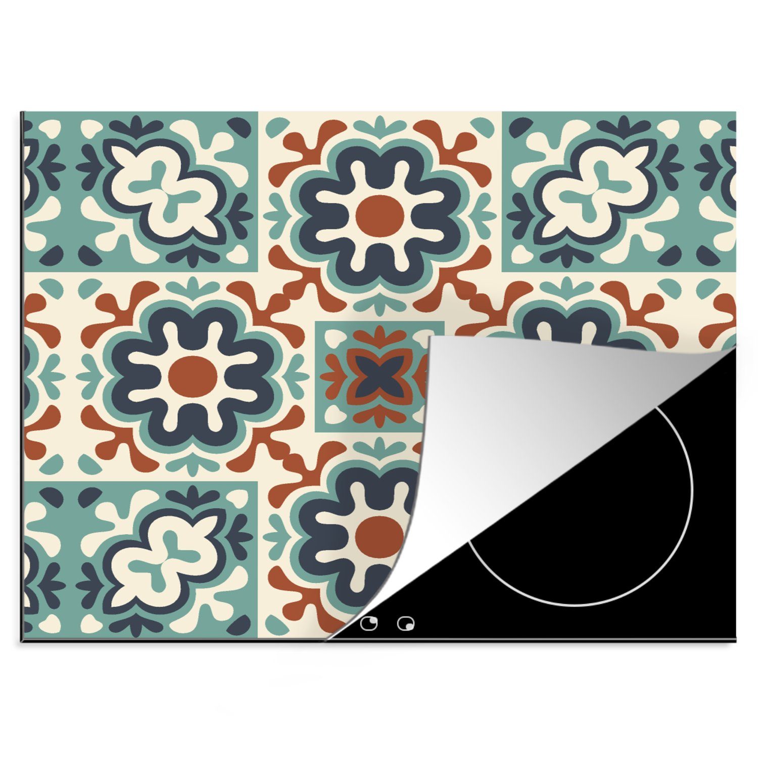 Muster, nutzbar, Ceranfeldabdeckung 60x52 Arbeitsfläche - tlg), (1 cm, Vinyl, - MuchoWow Mobile Ornament Herdblende-/Abdeckplatte Blume