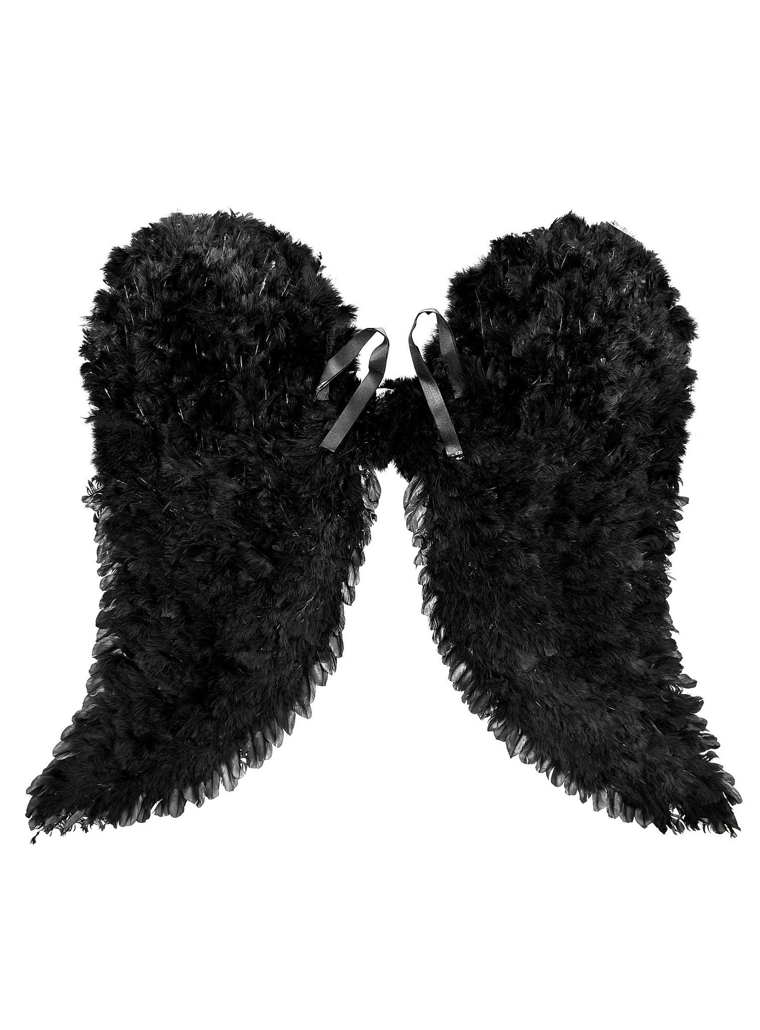 Metamorph Kostüm-Flügel Schwarze Feder Flügel - Karneval Faschingskostüm, Imposante Federflügel für Elfen und Engel Kostüme