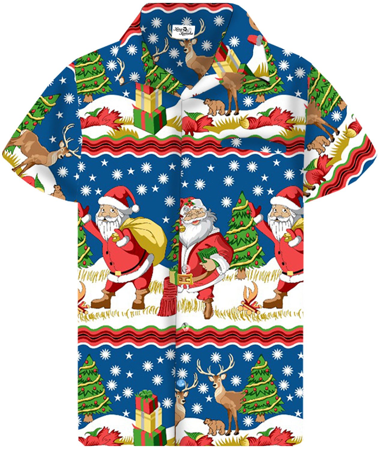 King Kameha Hawaiihemd Christmas Border Print Funky Hawaii-Hemd Kurzarm Fro günstig online kaufen