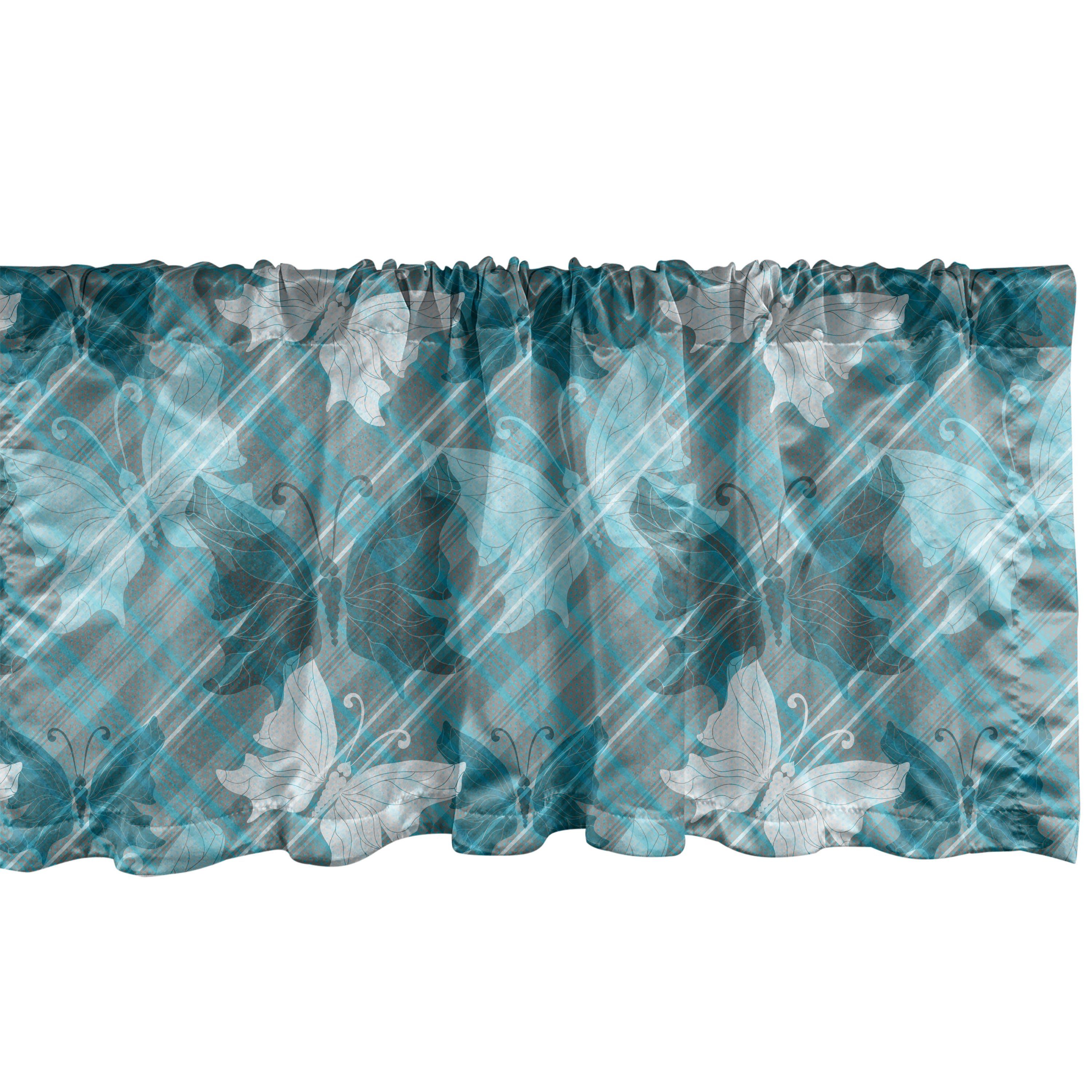 Scheibengardine Vorhang Volant für Küche Schlafzimmer Dekor mit Stangentasche, Abakuhaus, Microfaser, Grunge Butterfly Spring Saison