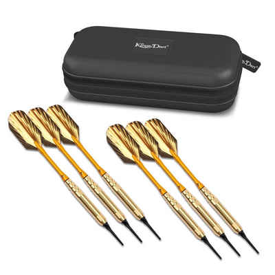 Kings Dart Dartpfeil Softdart-Set Gold Star, 18 g mit EVA-Case, 6 bzw. 12 Softdarts in Gold-Look - Gewicht 18 g