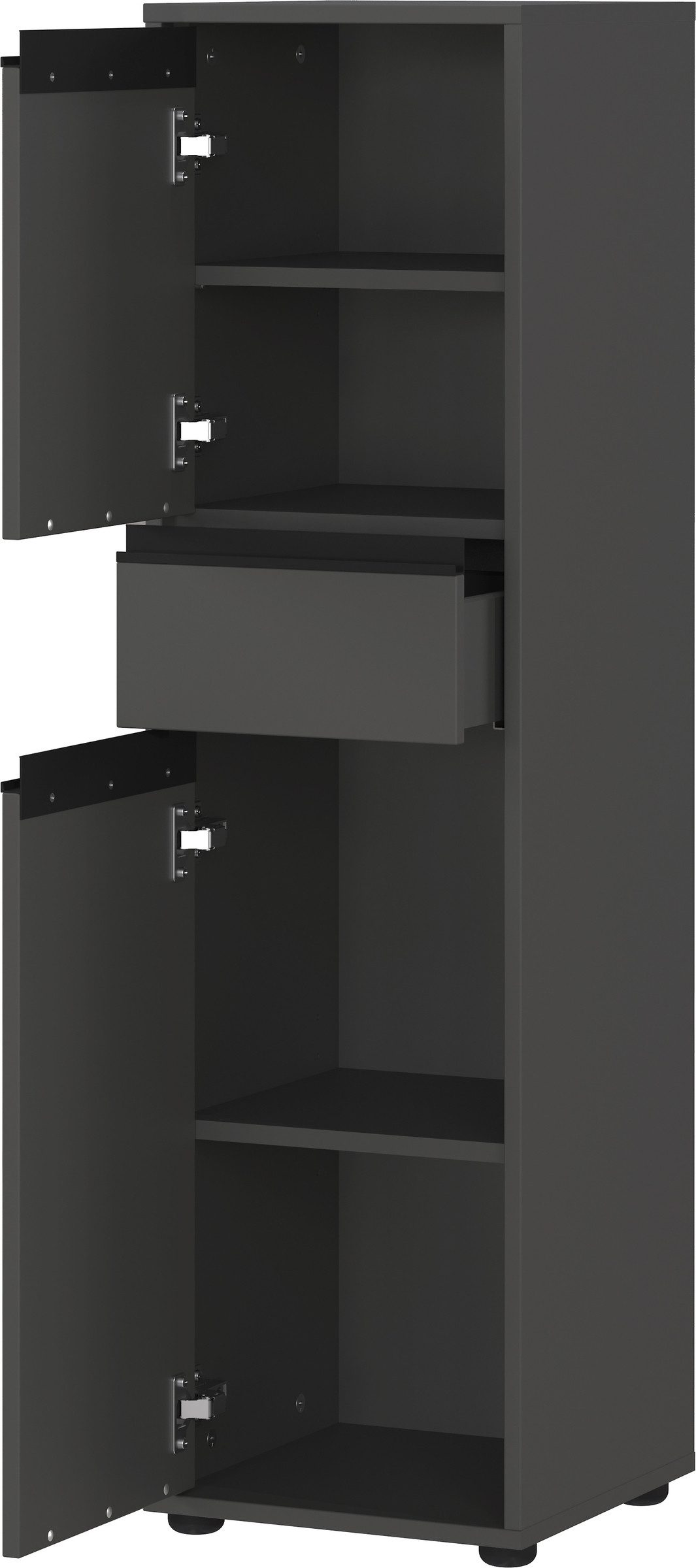 GERMANIA Seitenschrank 2 Türen, 1 Schublade, Dämpfung, Graphit - 33x121x34cm (BxHxT)