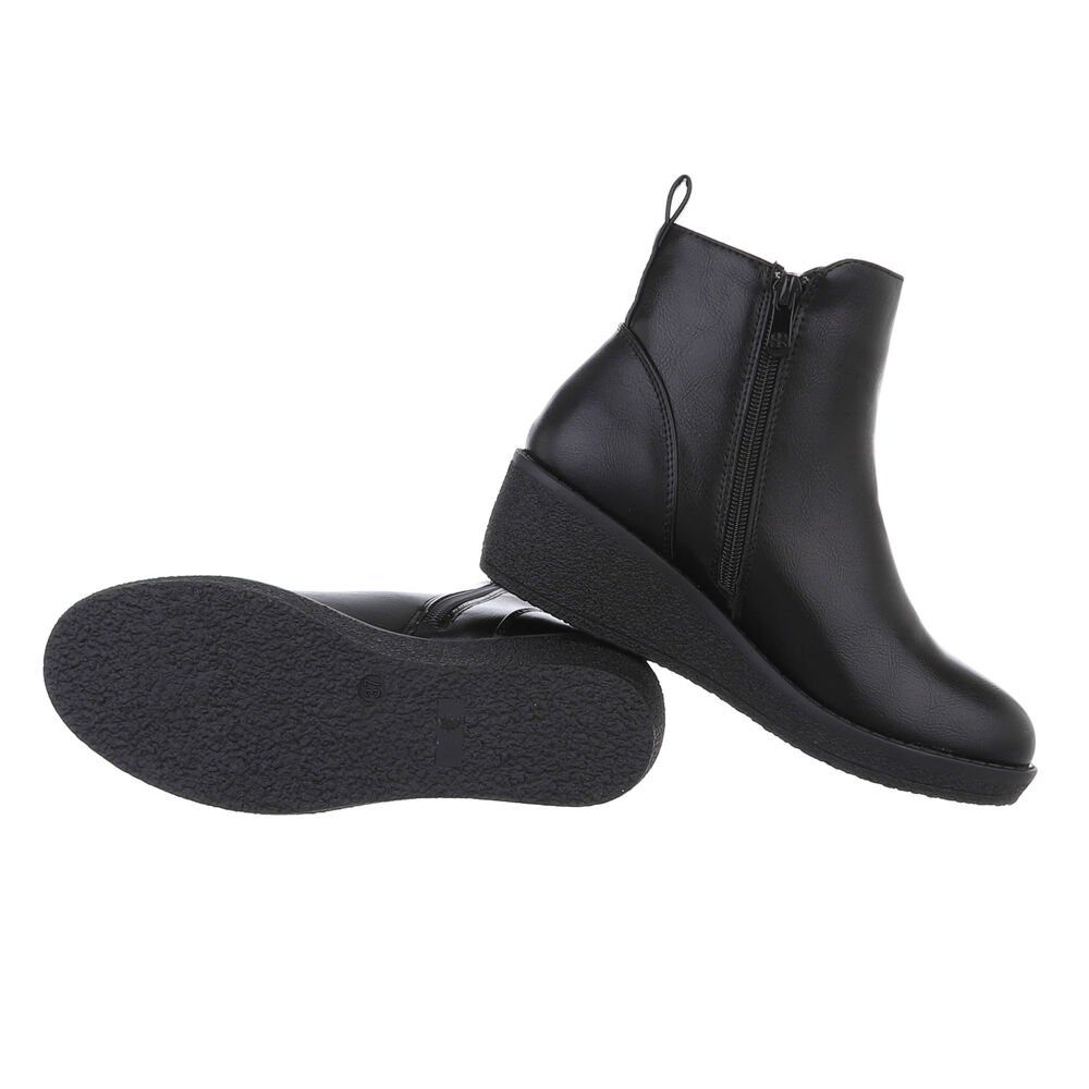 Ital-Design Damen Elegant Keilstiefelette (84338211) Keilabsatz/Wedge Keilstiefeletten in Schwarz
