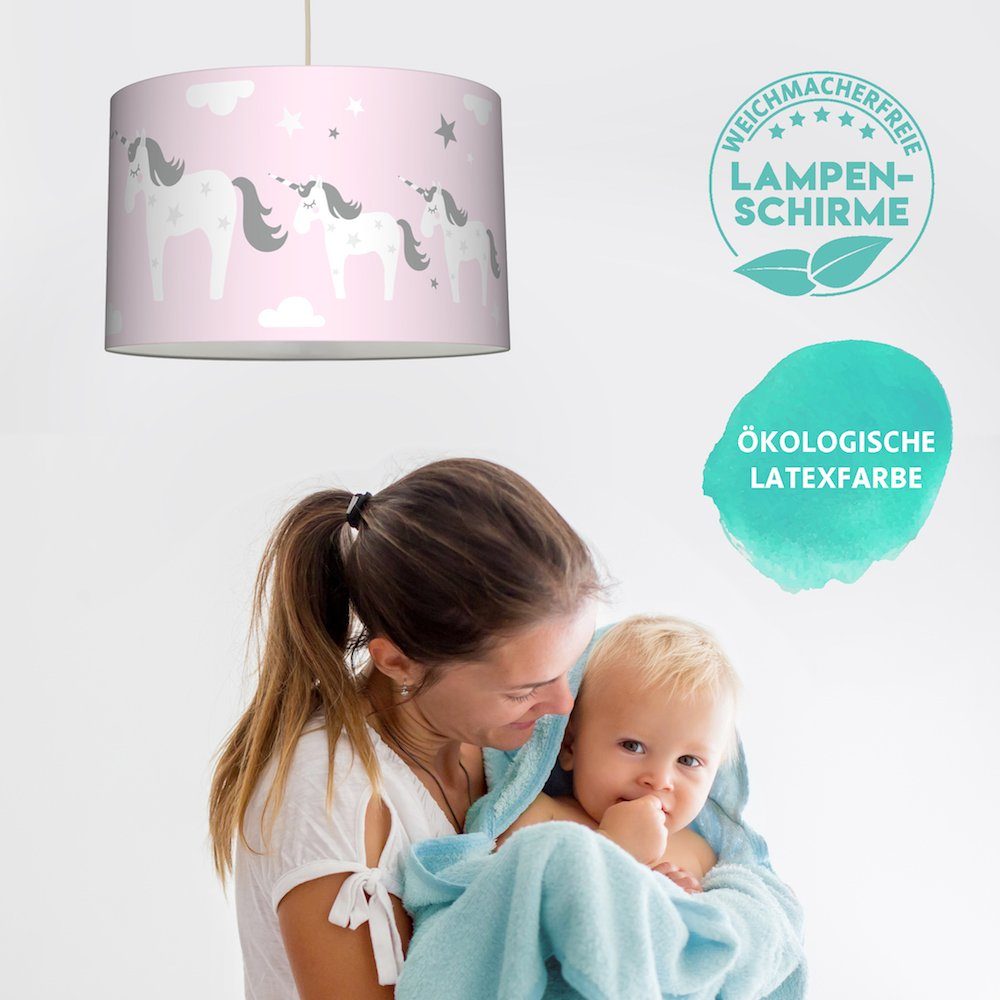 warmweiß LED rosa label Kinderzimmer Baby, lovely Einhorn Hängelampe Pendelleuchte - wechselbar,