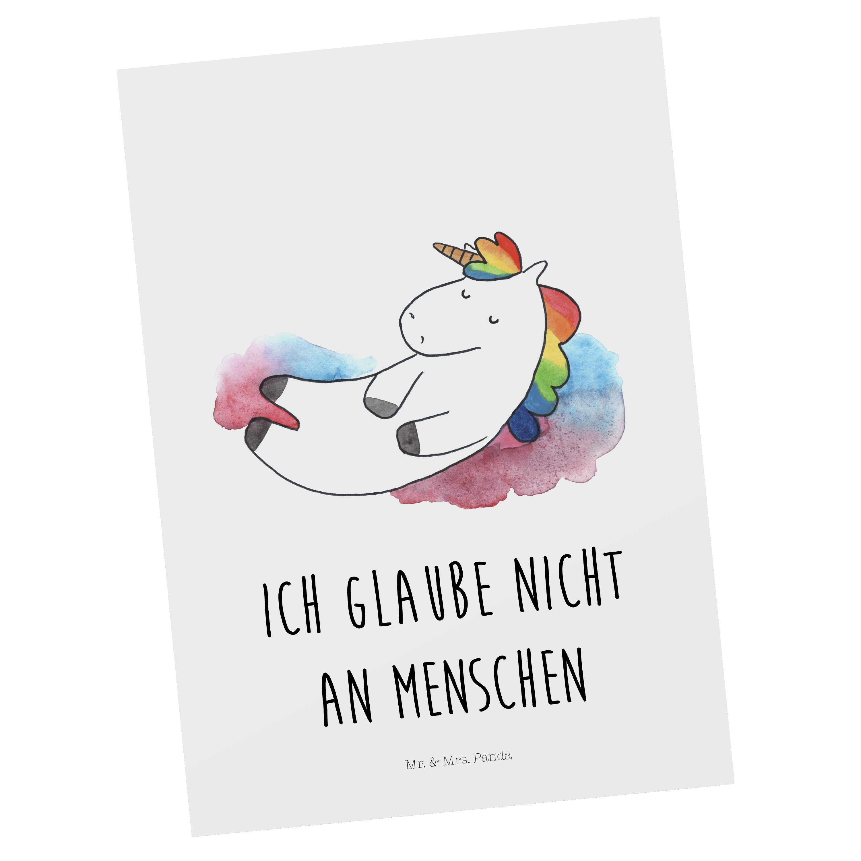 Mr. & Mrs. Panda Postkarte Einhorn Wolke 7 - Weiß - Geschenk, Einladung, Unicorn, Realität, lus