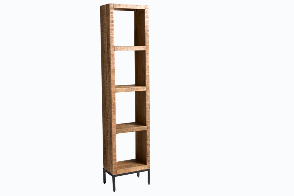 riess-ambiente Standregal IRON CRAFT 176cm natur / schwarz, Einzelartikel 1-tlg., Wohnzimmer · Massivholz · 4 Fächer · Raumtrenner · Schlafzimmer