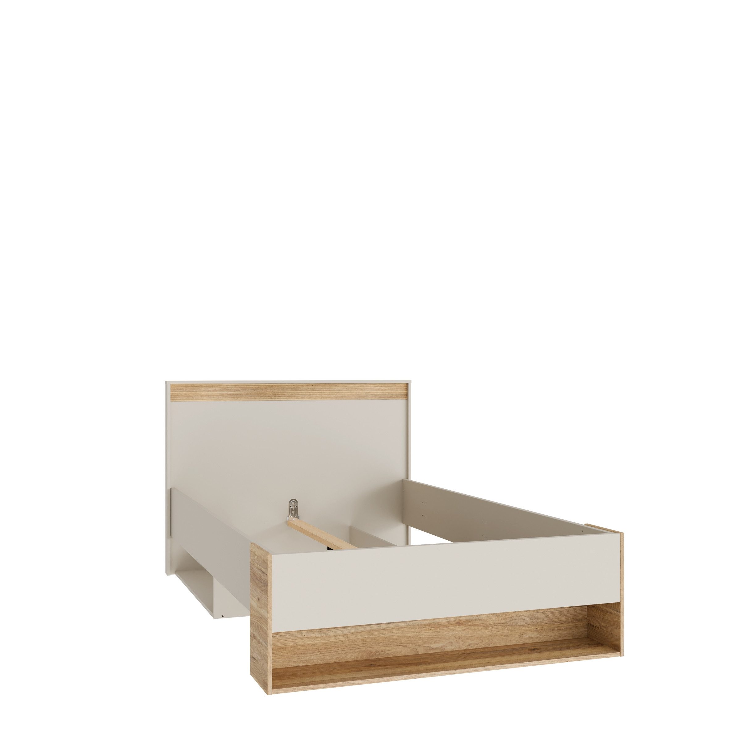 PREISBRECHER Stauraumbett WEXLIN, in Sand / Mauvella Eiche Dekor - 130x96,3x210,8cm (BxHxT)
