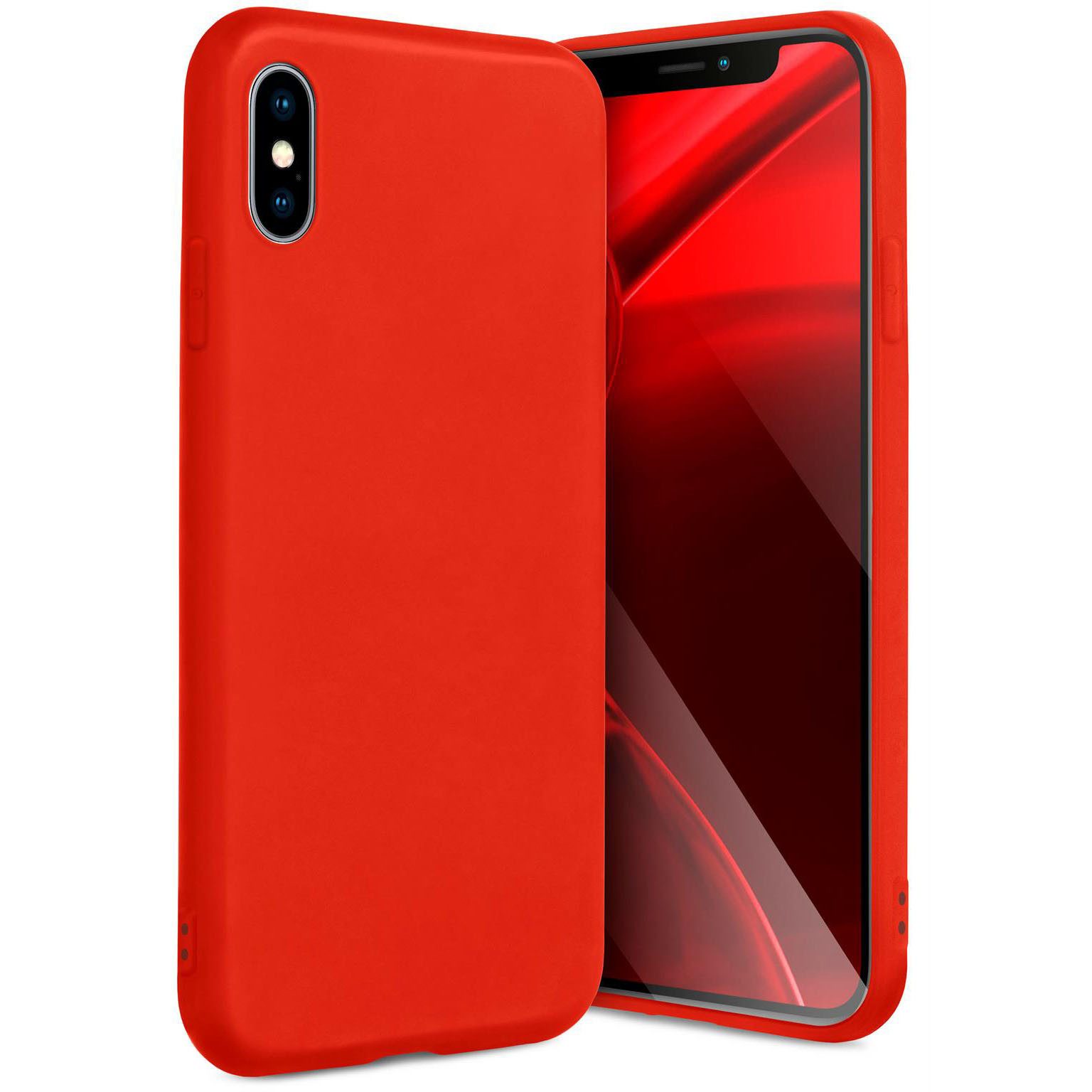 ONEFLOW Handyhülle für iPhone XS Max Hülle Dünn SlimShield Pro Rot 6,5 Zoll, Backcover TPU Case Handyhülle minimalistisch Schutzhülle Erhöhter Rand