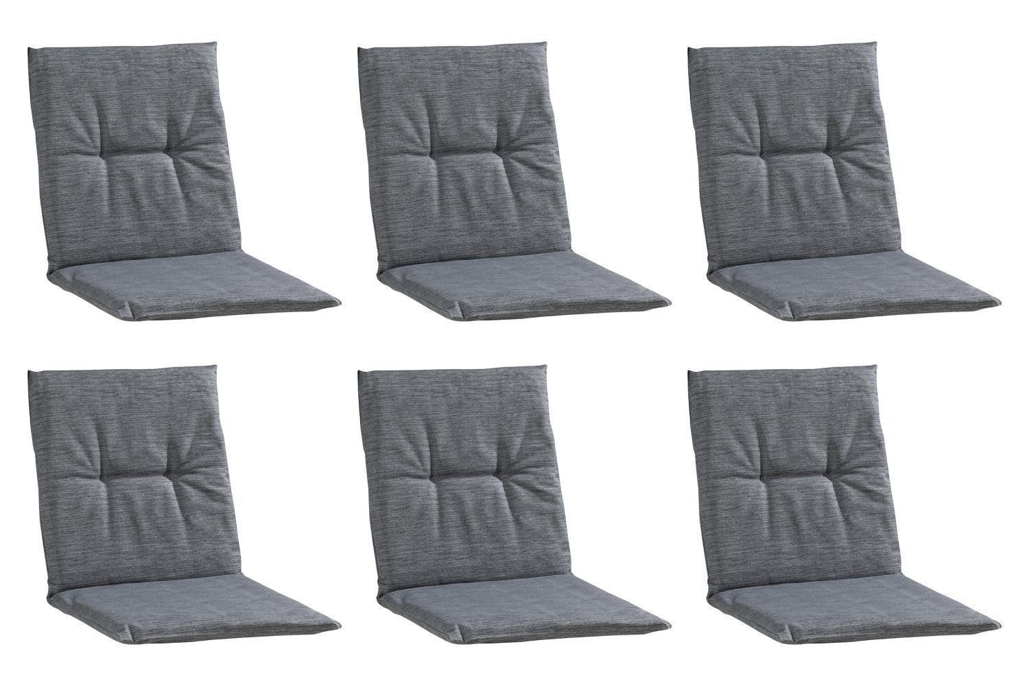GO-DE Polsterauflage INDIGRO, 48 x 98 cm, Grau, für Niederlehnstühle, (6 St), Gartenstuhlauflage für Niederlehner