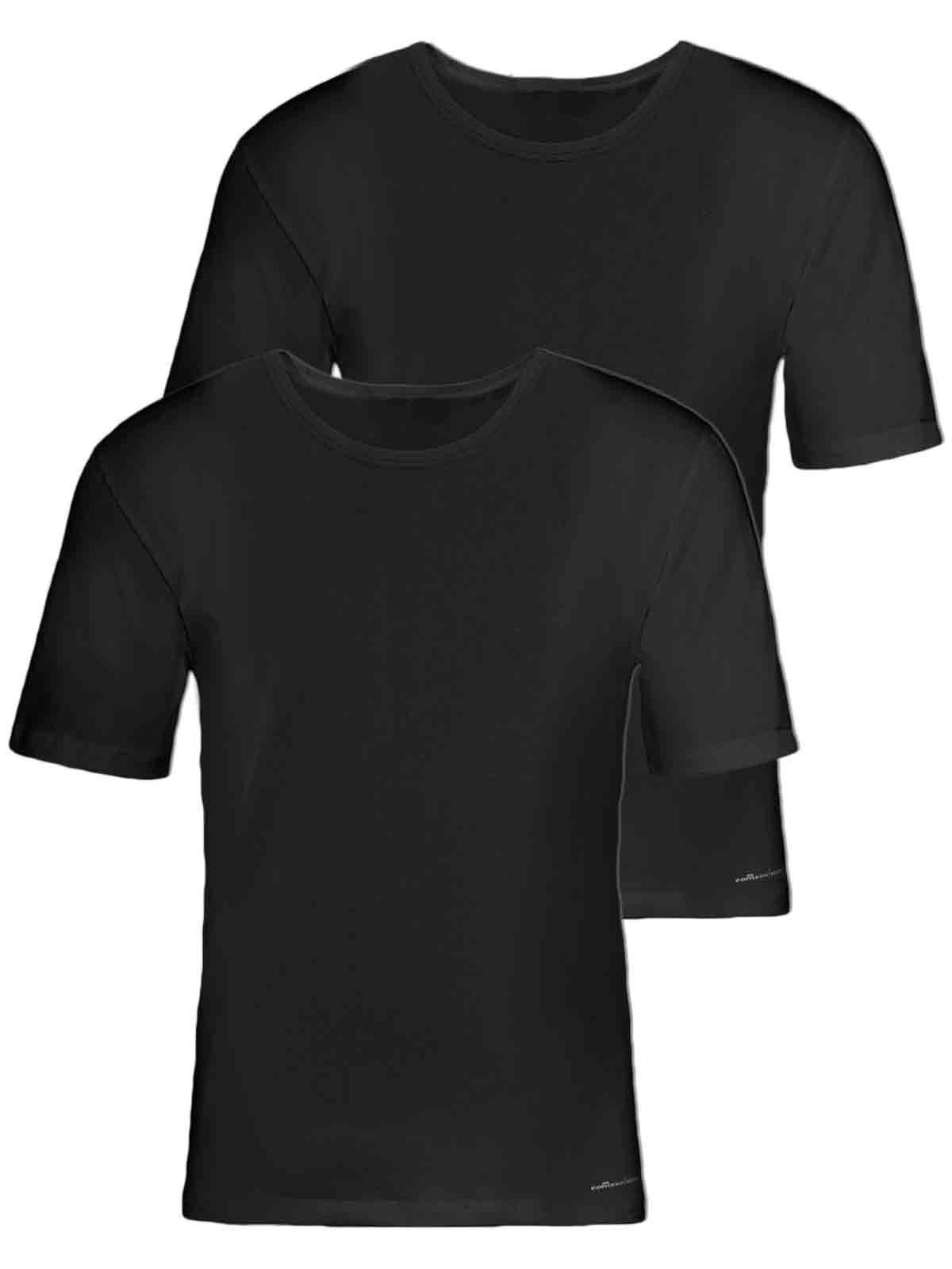 COMAZO Unterziehshirt 2er Pack Herren Shirt kurzarm (Stück, 2-St) Vegan schwarz