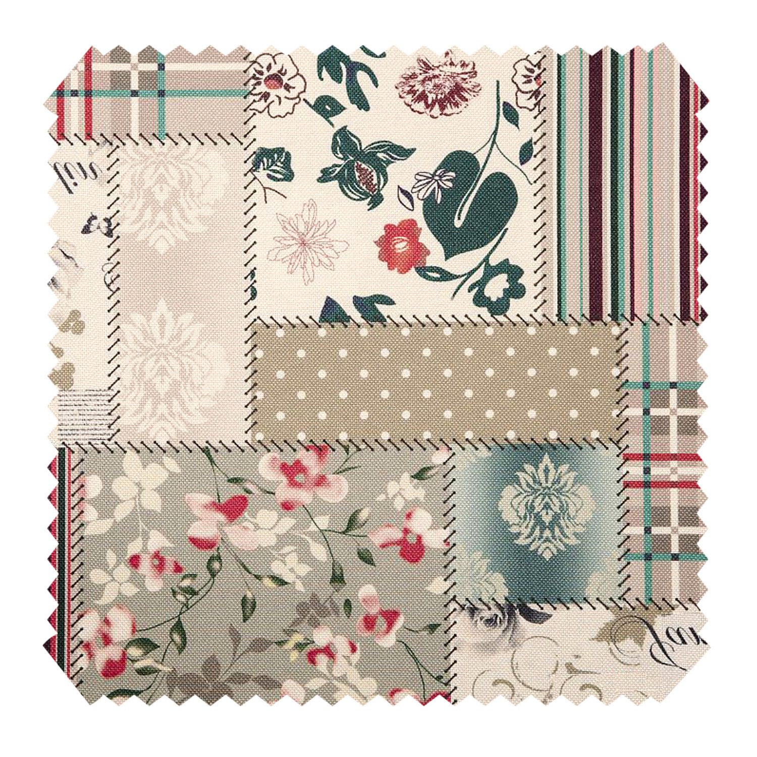 novely® Stoff HANAU VIVIEN - Möbelstoff mit Patchwork-Print, Robust, Pflegeleicht, Waschbar, Meterware, 1lfm