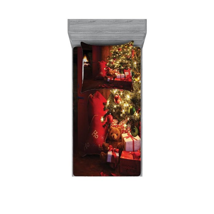 Bettwäsche bedrucktes 2-teiliges Bettwäscheset Abakuhaus Microfaser Weihnachten Neujahr Weihnachtsbaum